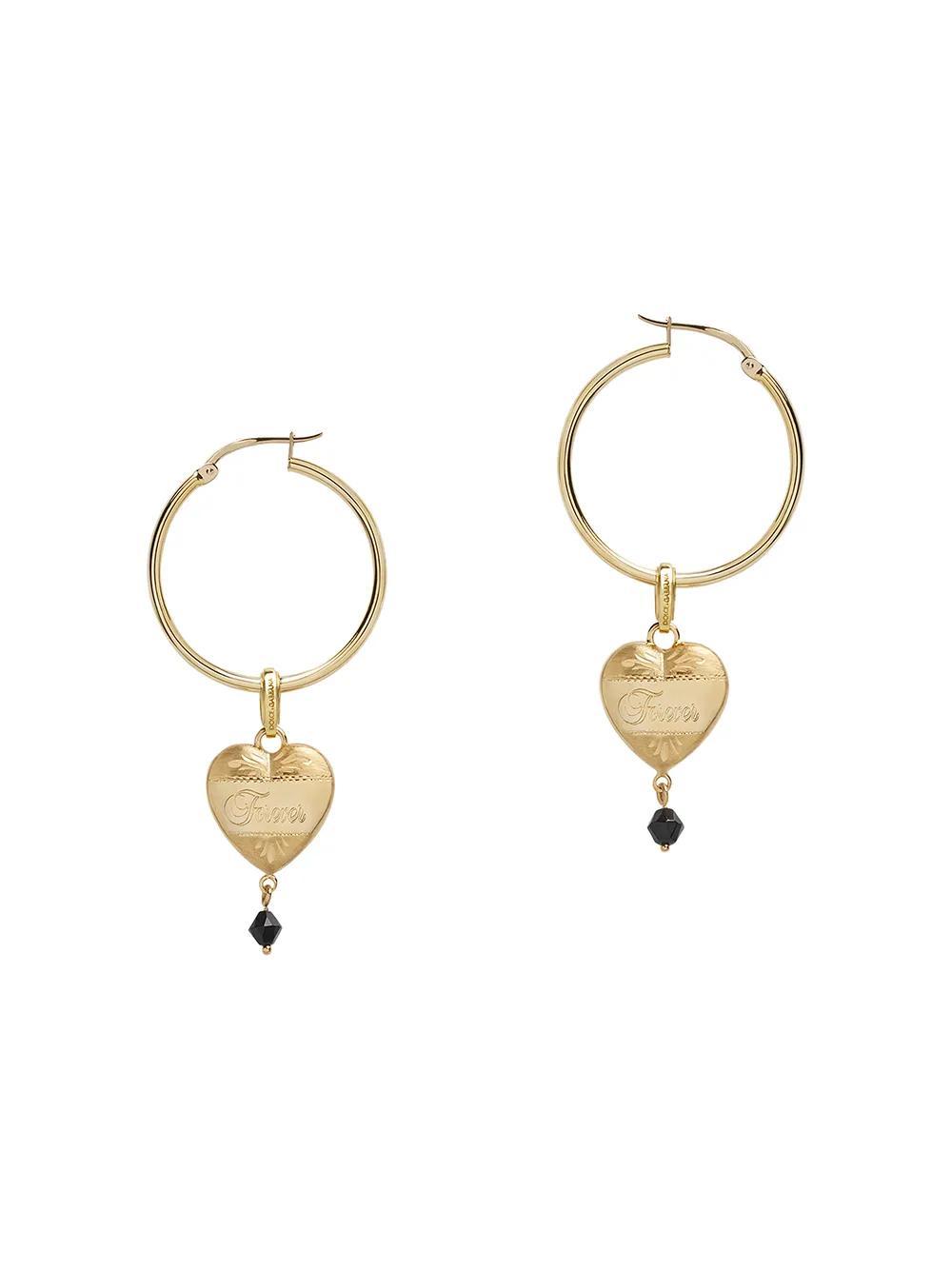 DOLCE & GABBANA Hoop Earrings With Heart Pendant In Gold Product Image