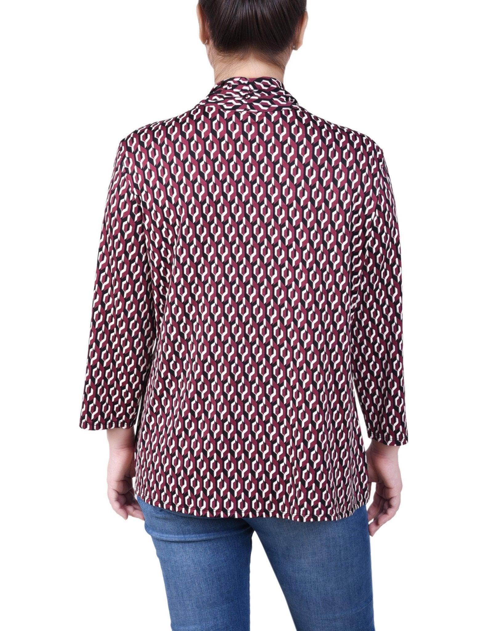 Puff Print 3/4 Sleeve Two-Fer Top - Petite Product Image