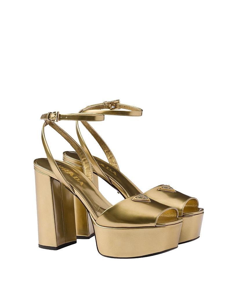 Womens Metallic Leather Platform Sandals Product Image