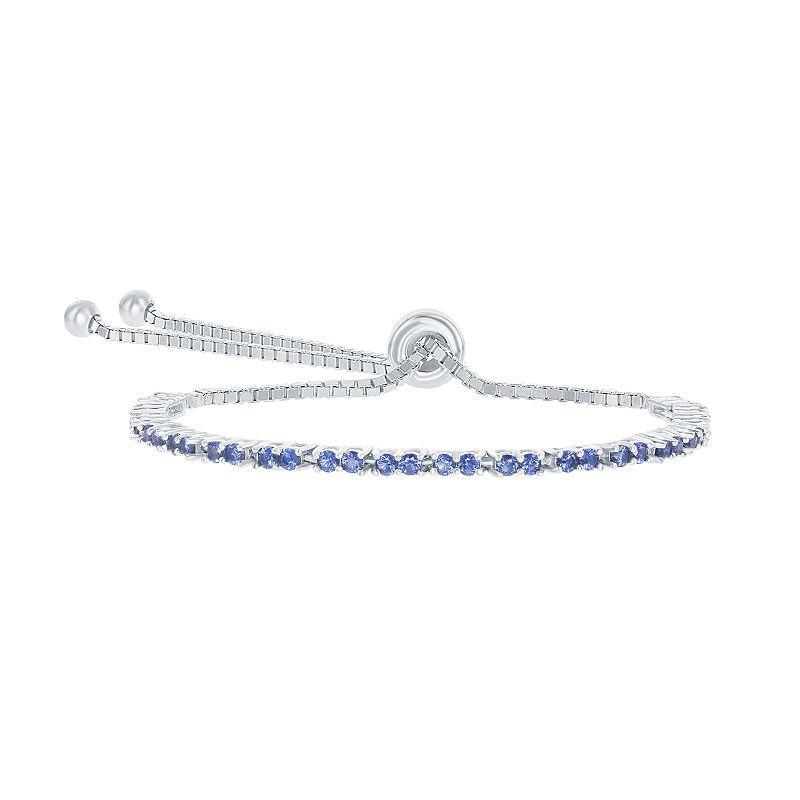 Sterling Silver 2mm Birthstone Bracelet, Womens March Product Image