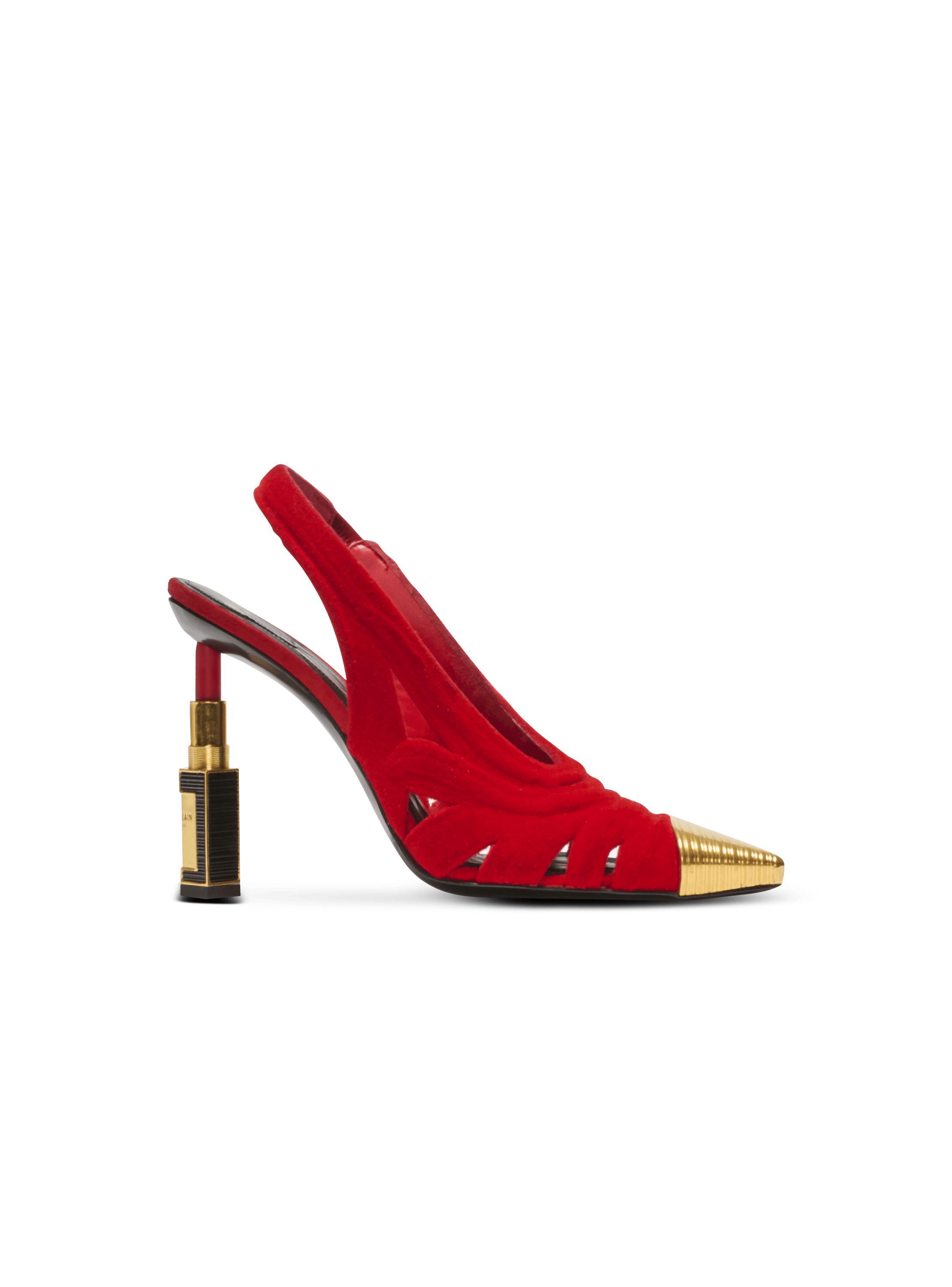 Lipstick pumps in suede leather and brass Product Image