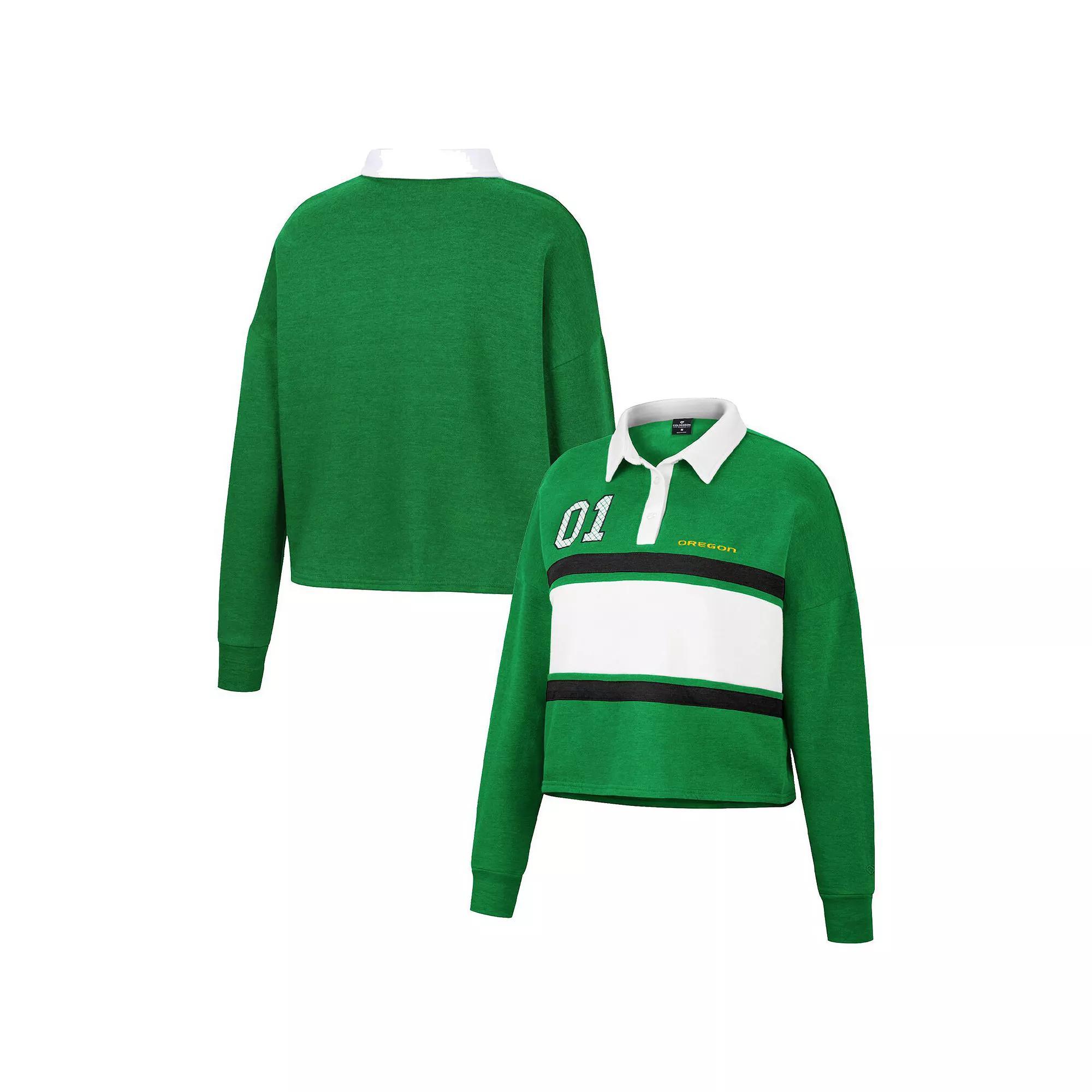 Women's Colosseum Green Oregon Ducks I Love My Job Rugby Long Sleeve Shirt,  Product Image