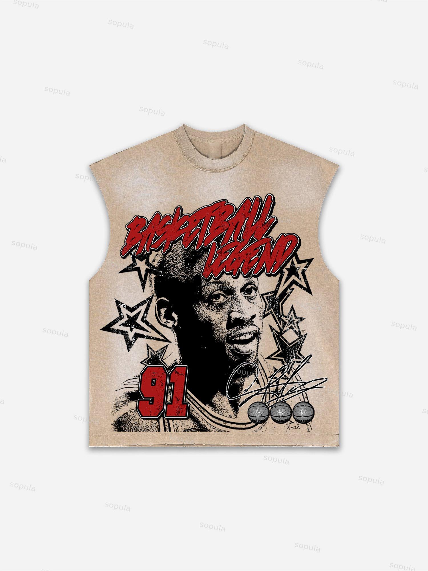 Sopula Men's Lips Graphic Print Distressed Tank Tops Sleeveless Shirts Product Image