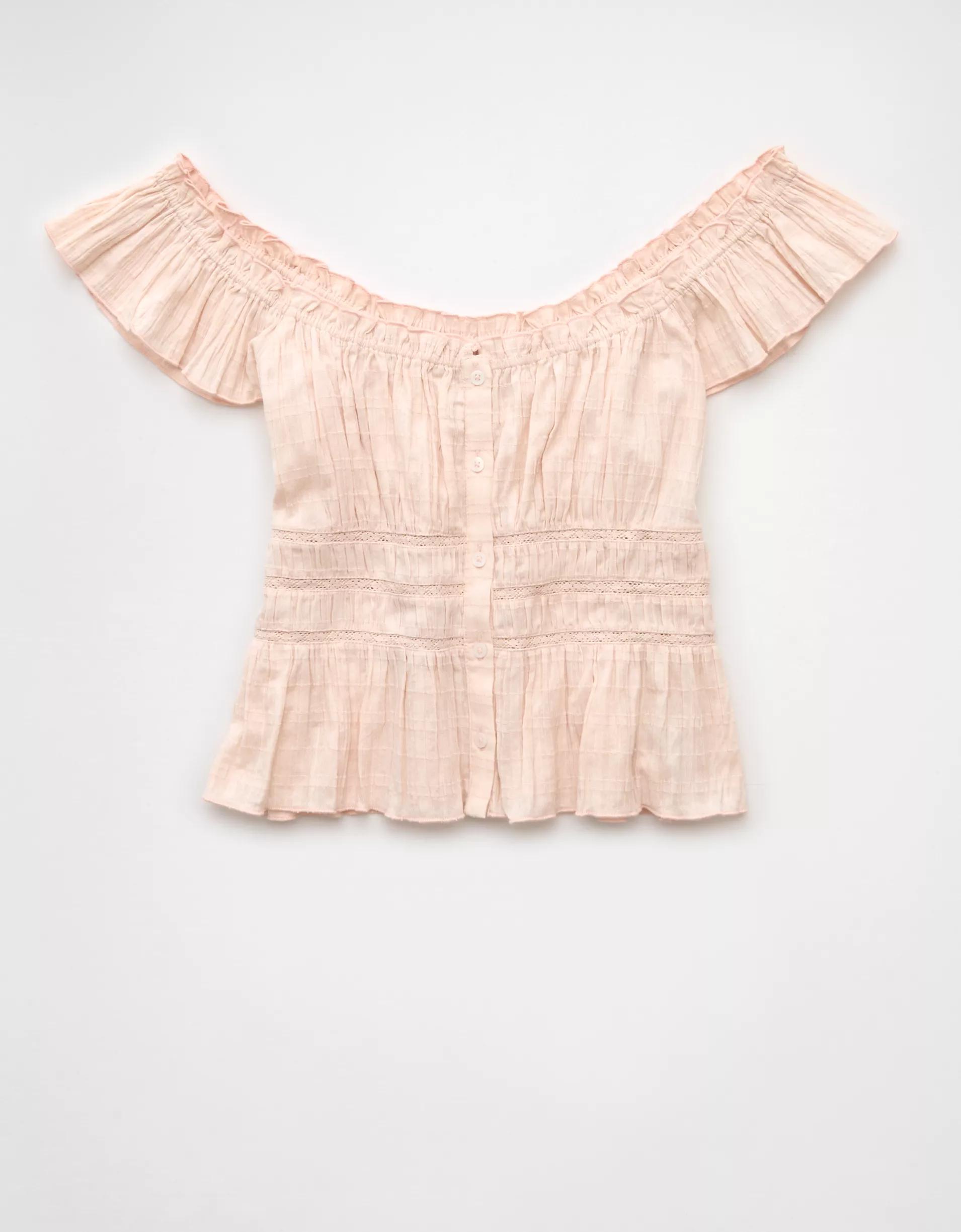 AE Ruched Flutter Sleeve Blouse Women's Product Image