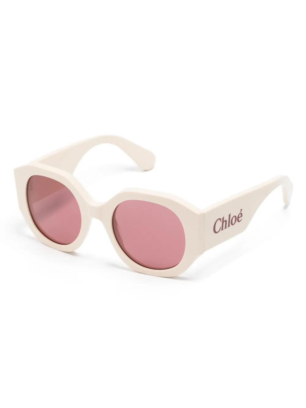 CHLOÉ Sonnenbrille Mit Rundem Gestell In Neutrals Product Image