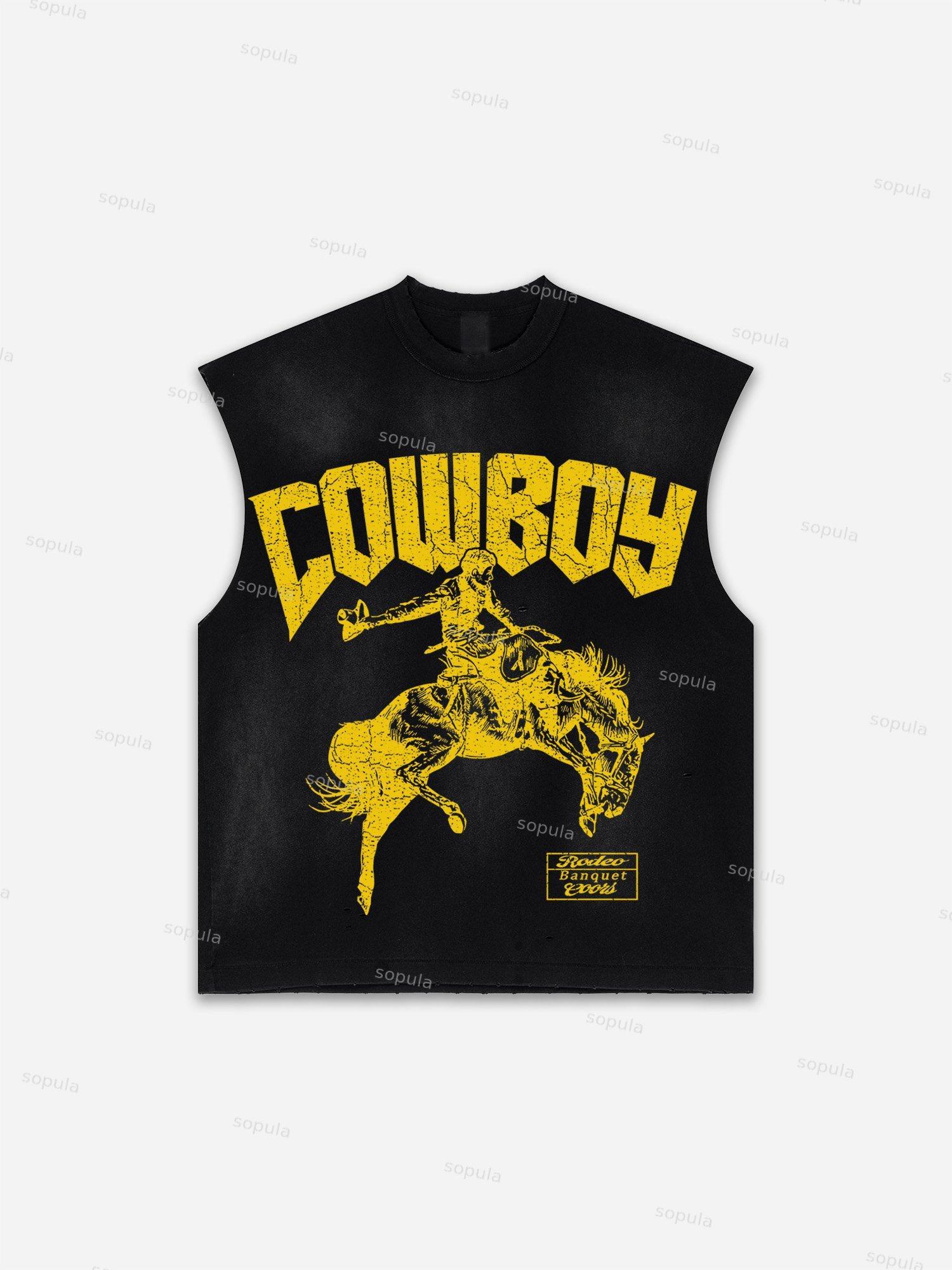 Street Abstract Portrait Print Distressed Tank Top Product Image