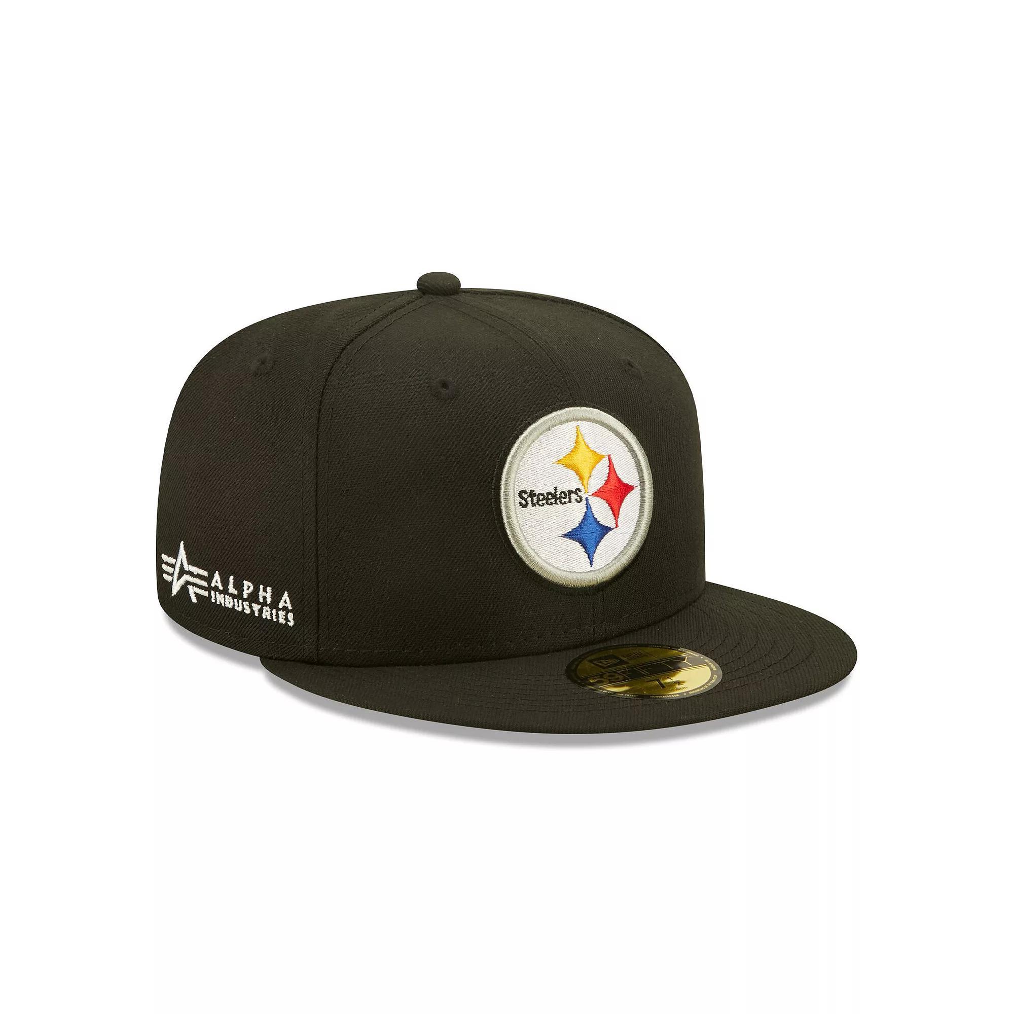 Men's New Era x Alpha Industries Black Pittsburgh Steelers Alpha 59FIFTY Fitted Hat, Size: 7 1/8 Product Image