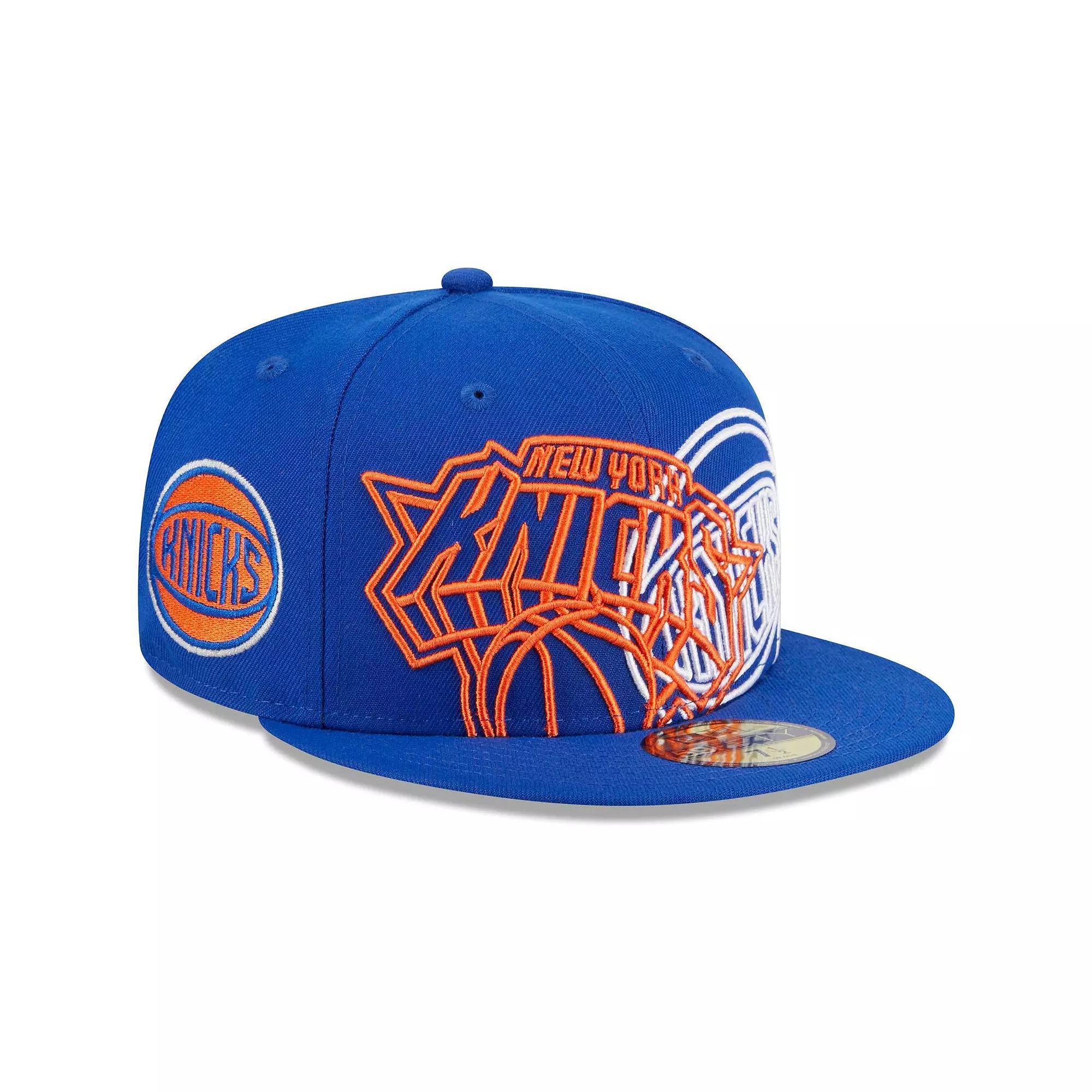 Men's New Era  Blue New York Knicks Game Day Hollow Logo Mashup 59FIFTY Fitted Hat, Size: 7 Product Image
