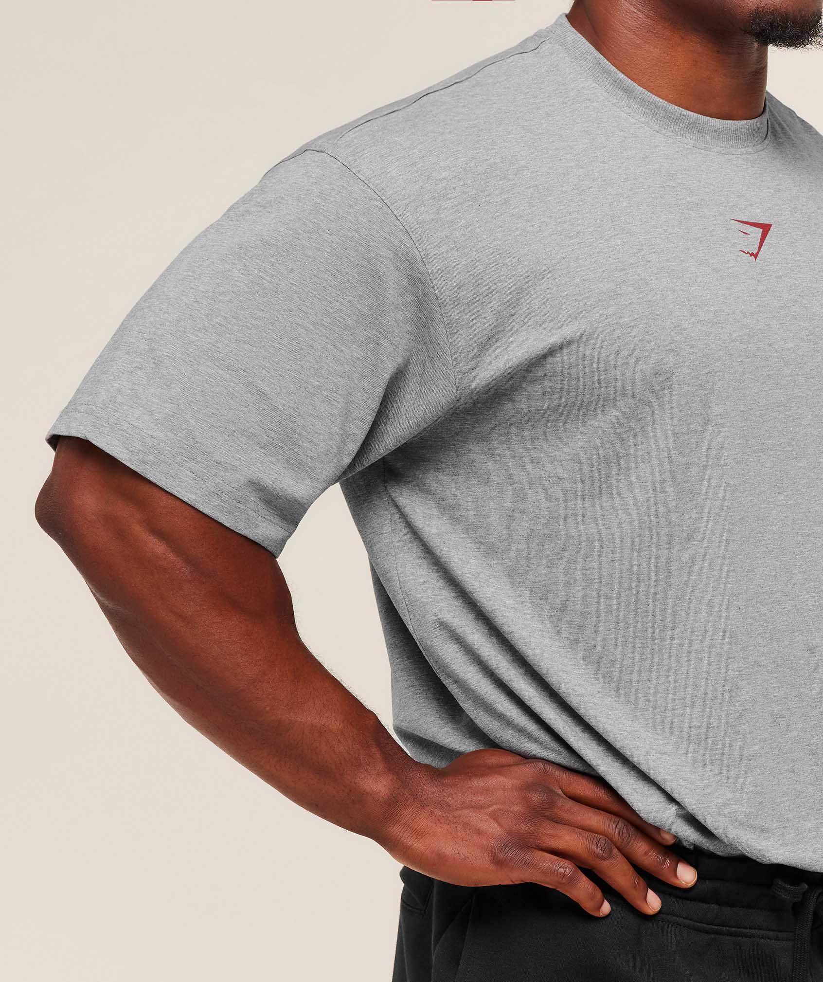 Gymshark Power T-Shirt - Charcoal Core Marl/Sets Red Male Product Image