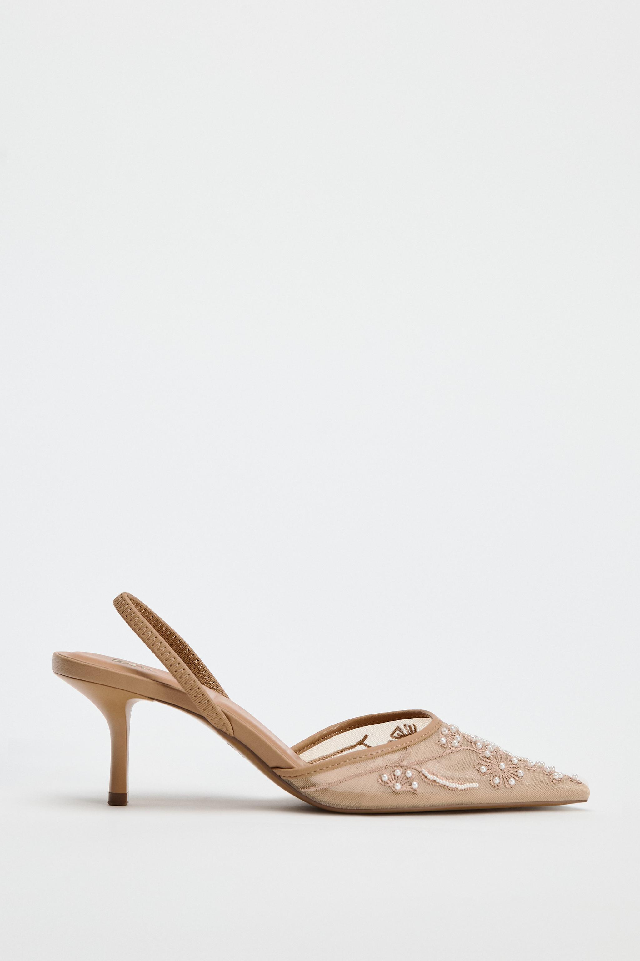 EMBROIDERED MESH SLINGBACK SHOES Product Image