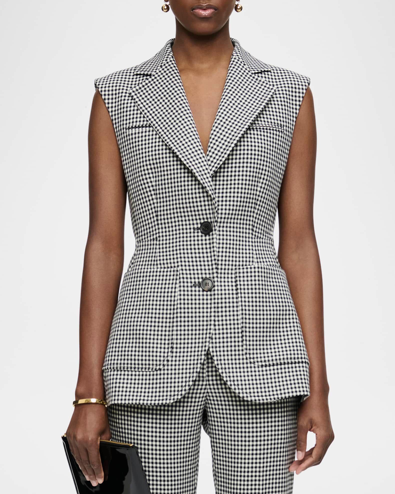 Thandie Check-Print Virgin Wool Vest Product Image