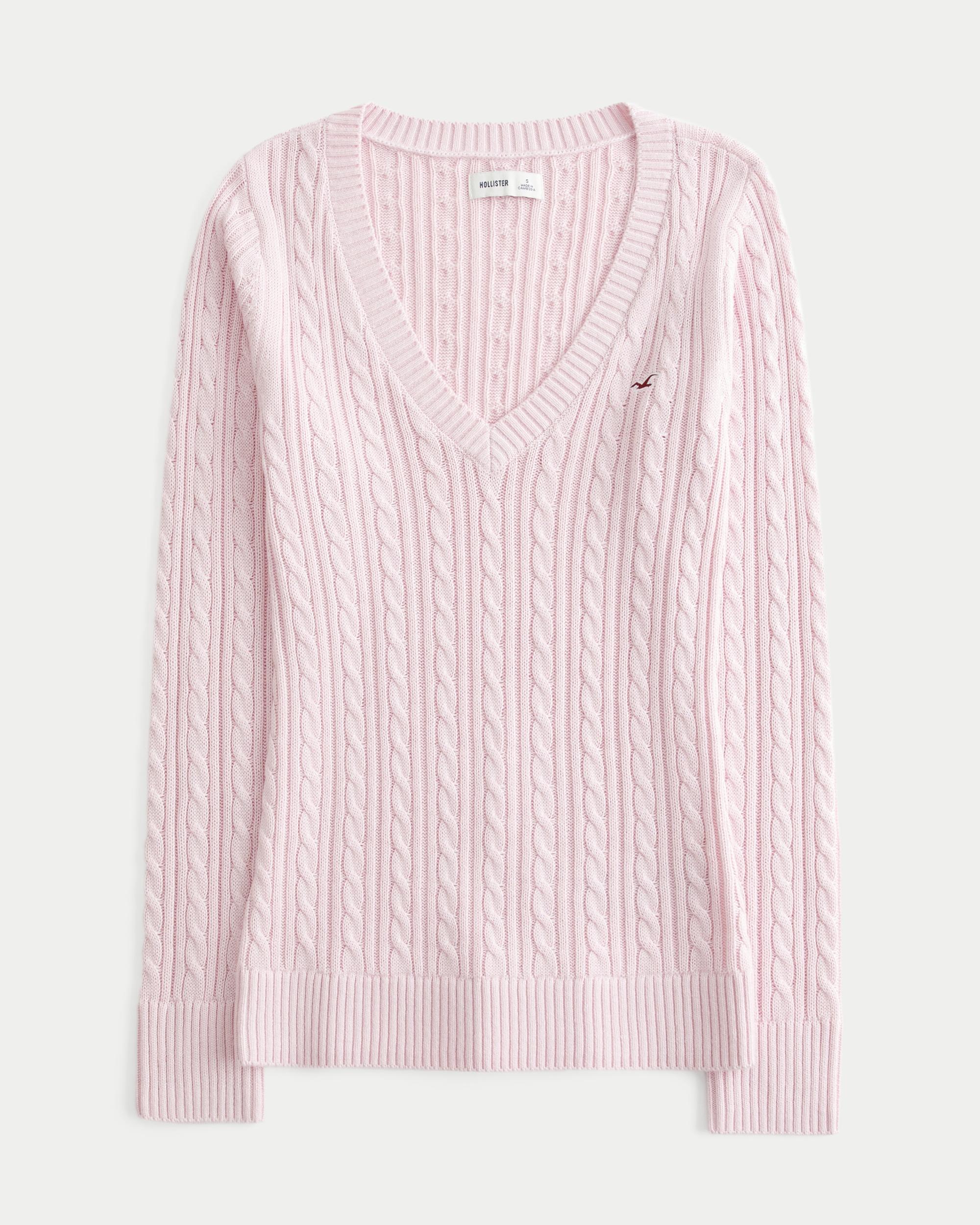 Cable-Knit Icon V-Neck Sweater Product Image
