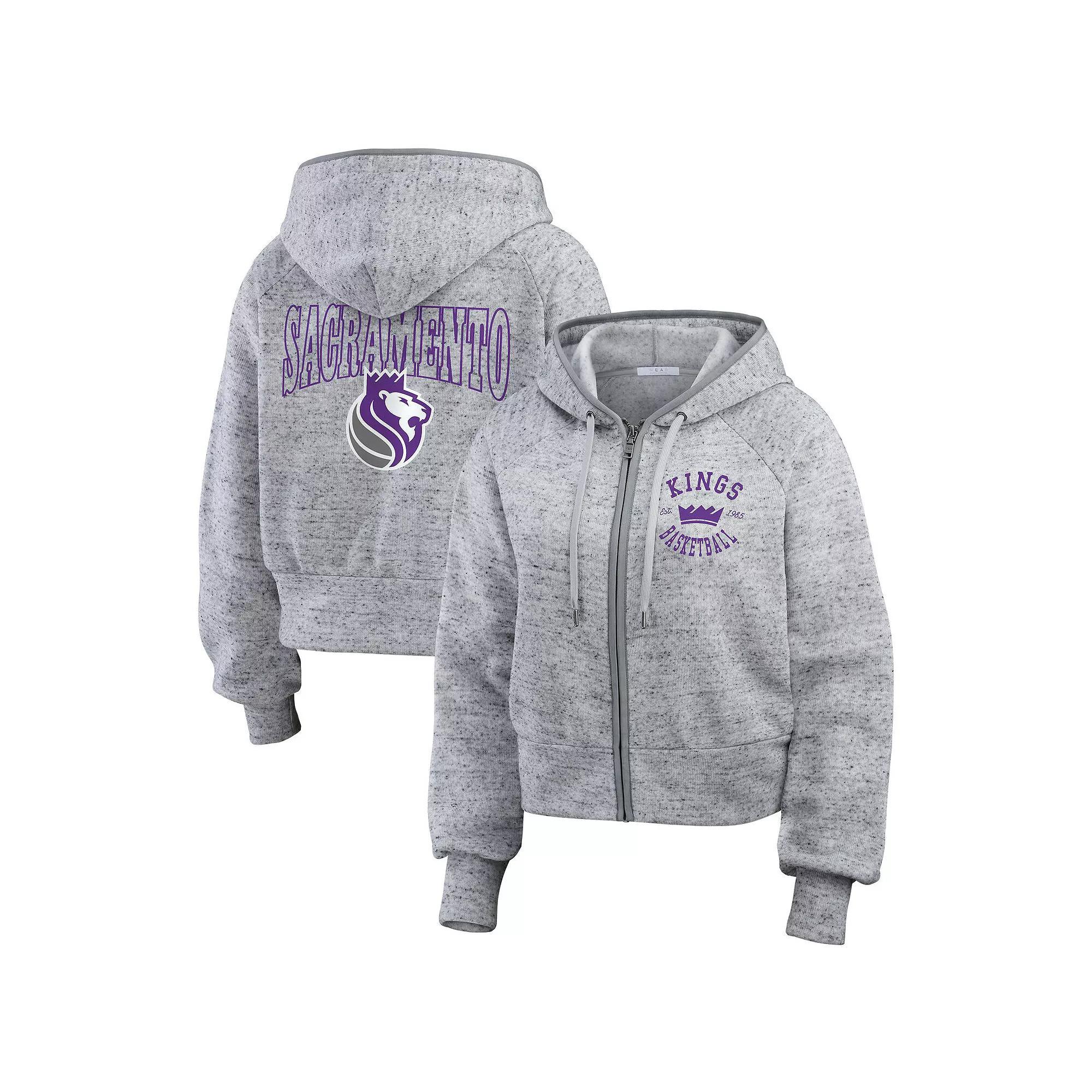 Women's WEAR by Erin Andrews Heather Gray Sacramento Kings Speckled Radiator Full-Zip Hoodie,  Product Image
