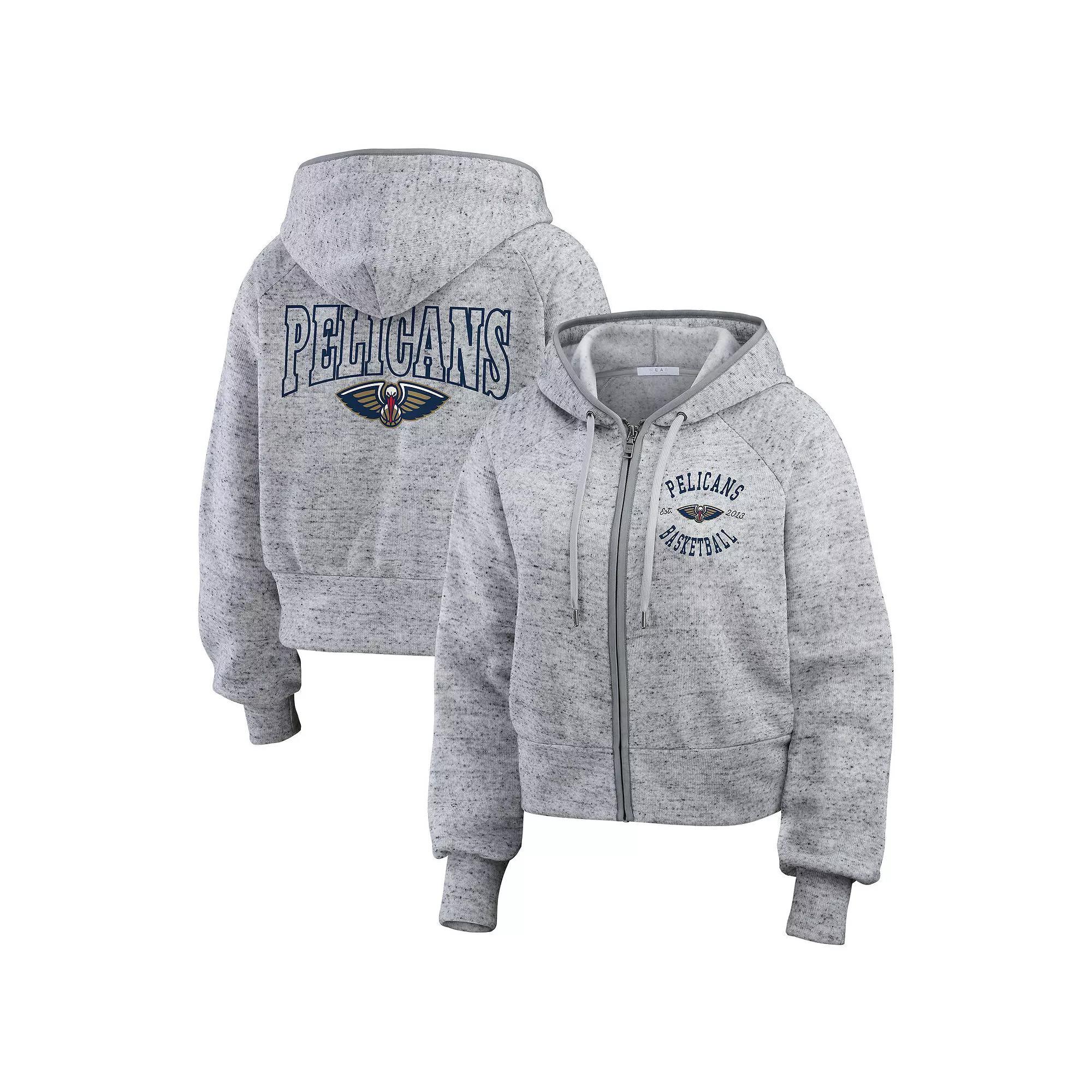 Women's WEAR by Erin Andrews Heather Gray New Orleans Pelicans Speckled Radiator Full-Zip Hoodie,  Product Image
