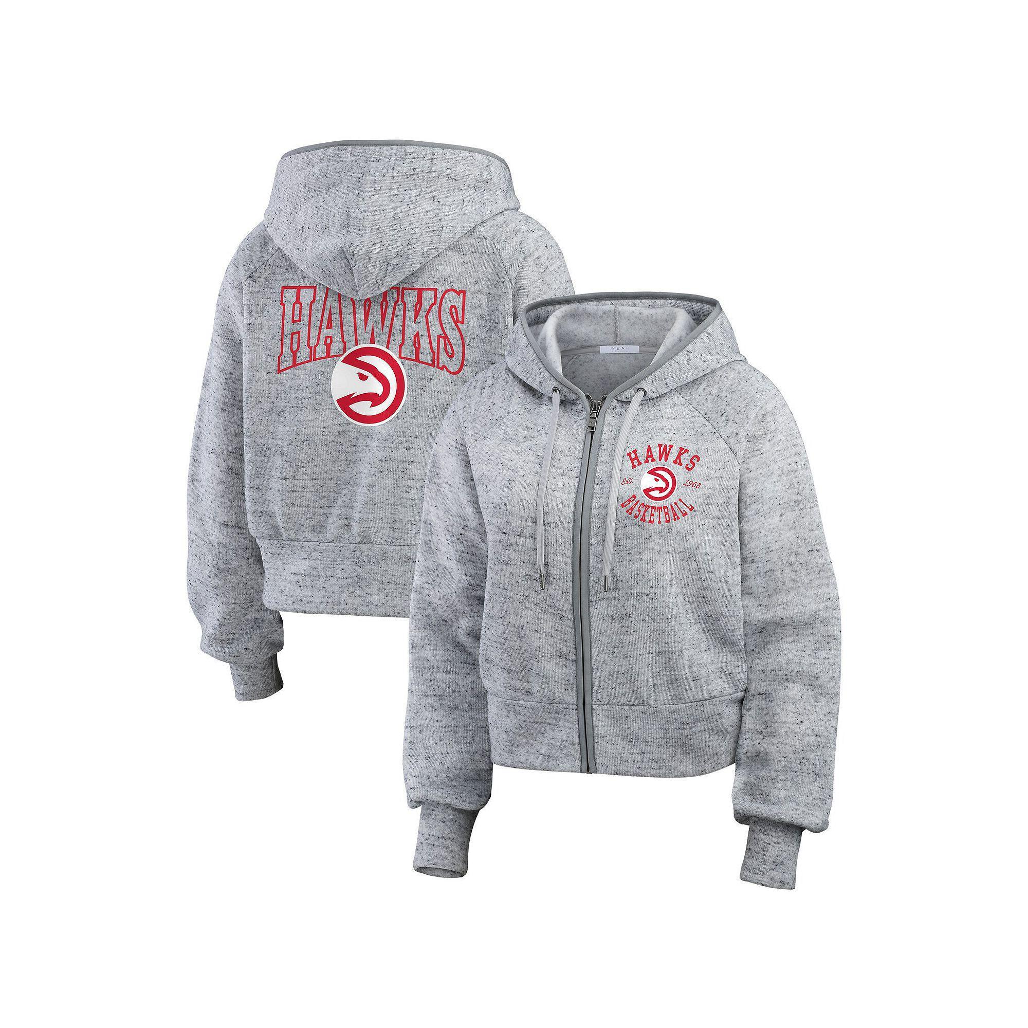 Women's WEAR by Erin Andrews Heather Gray Atlanta Hawks Speckled Radiator Full-Zip Hoodie,  Product Image