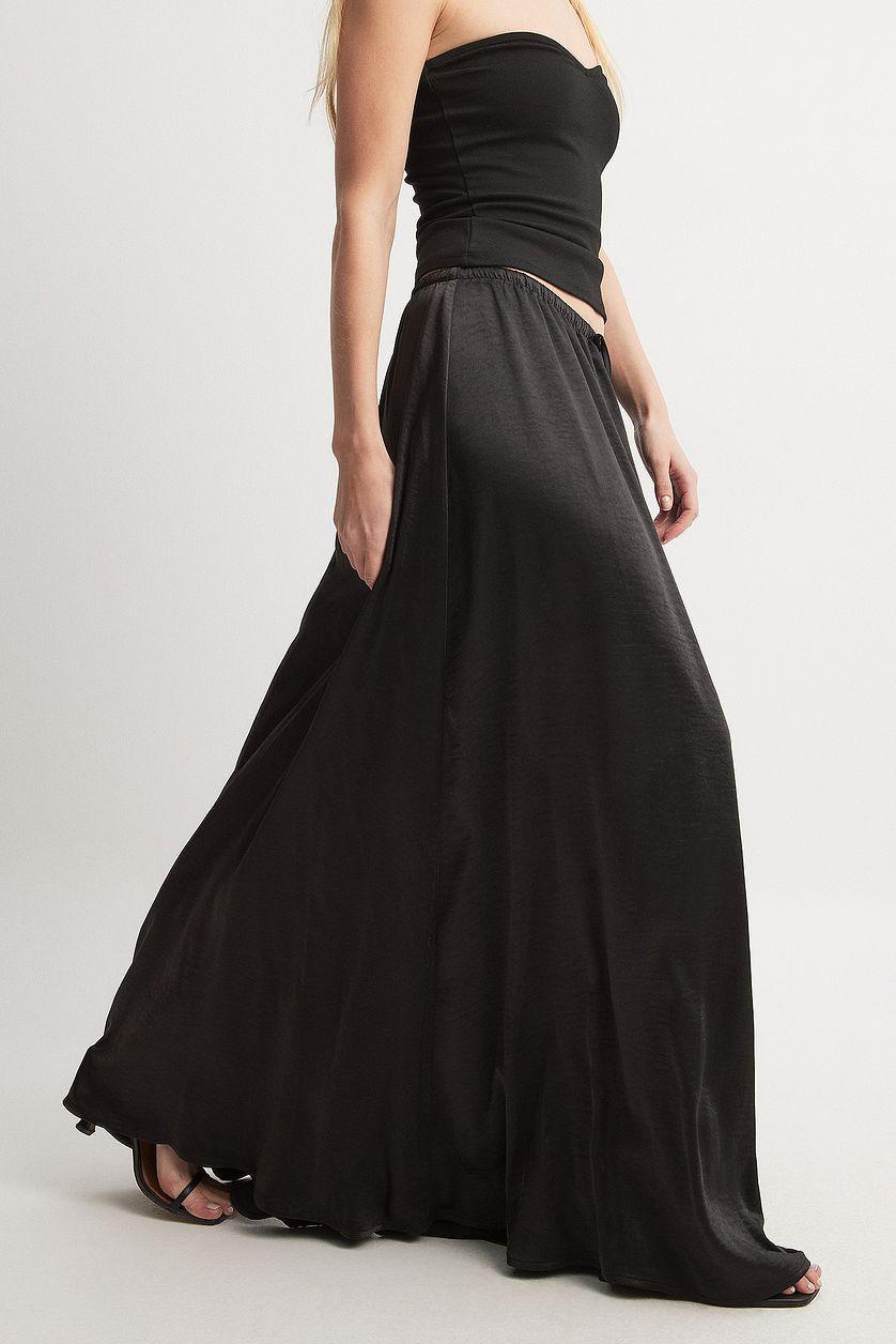Drawstring Satin Maxi Skirt Product Image