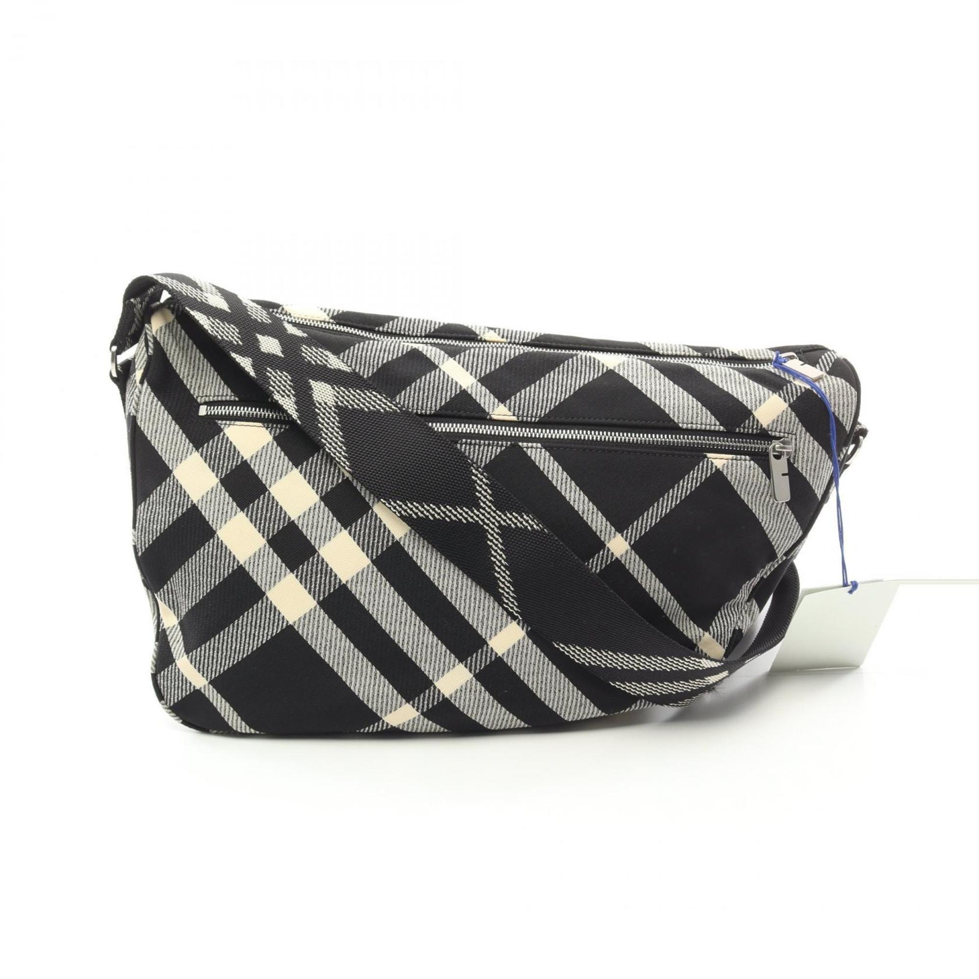 BURBERRY Black White Fabric Messenger Bag Shoulder Bag In Black, White Product Image