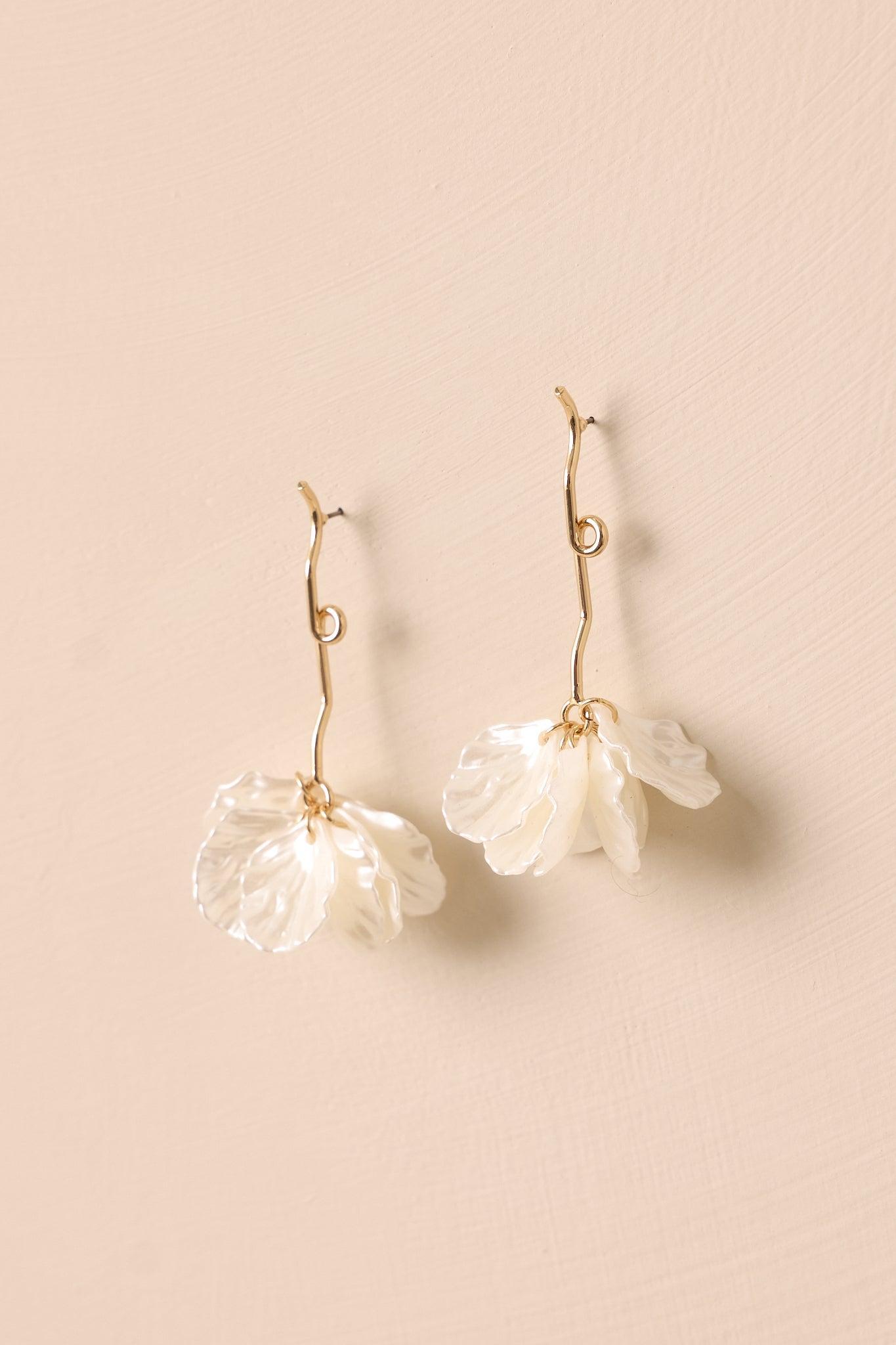 Floral Dreams Ivory Pearlescent Petal Drop Earrings Product Image