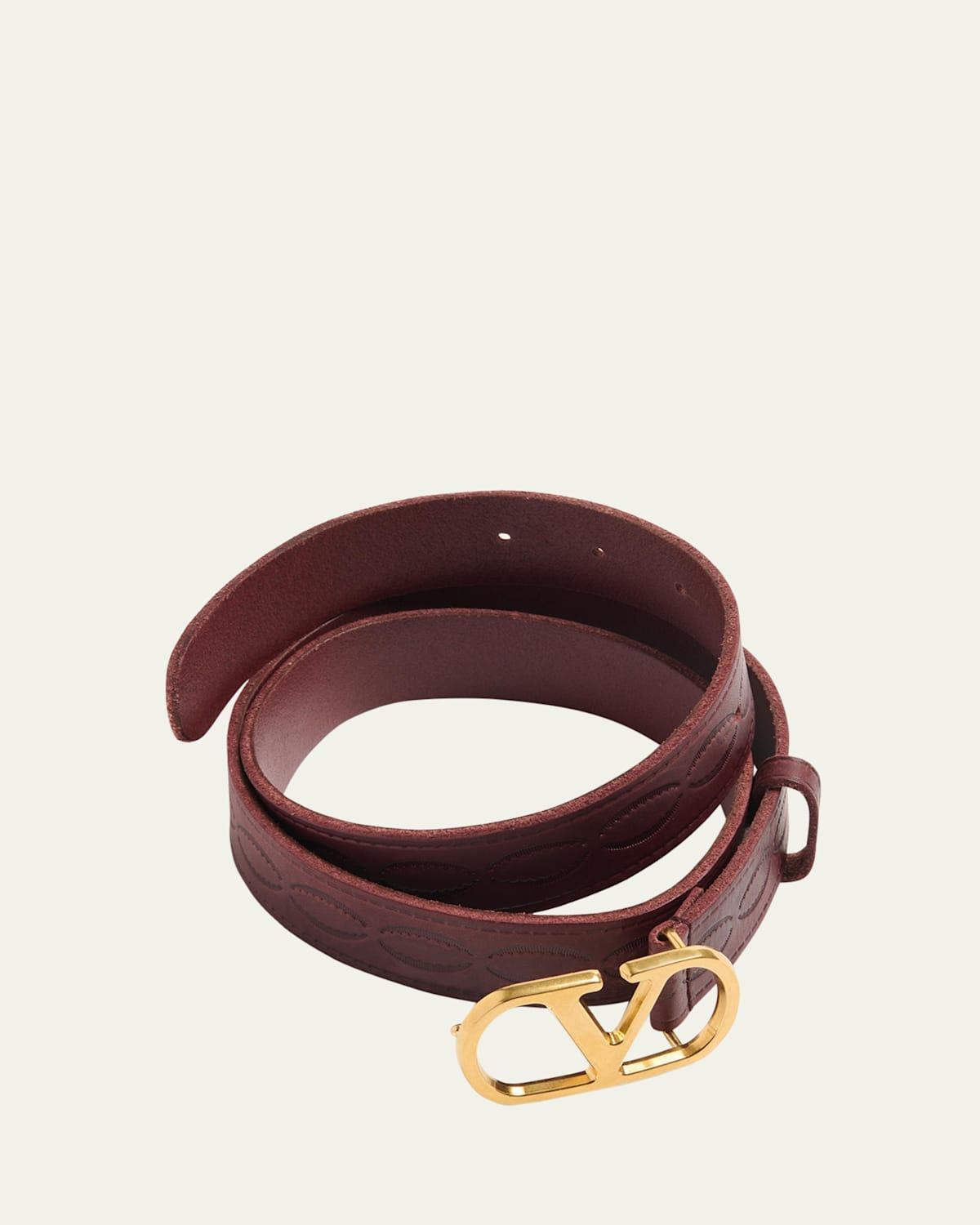 Men's Leather V Logo Buckle Belt Product Image