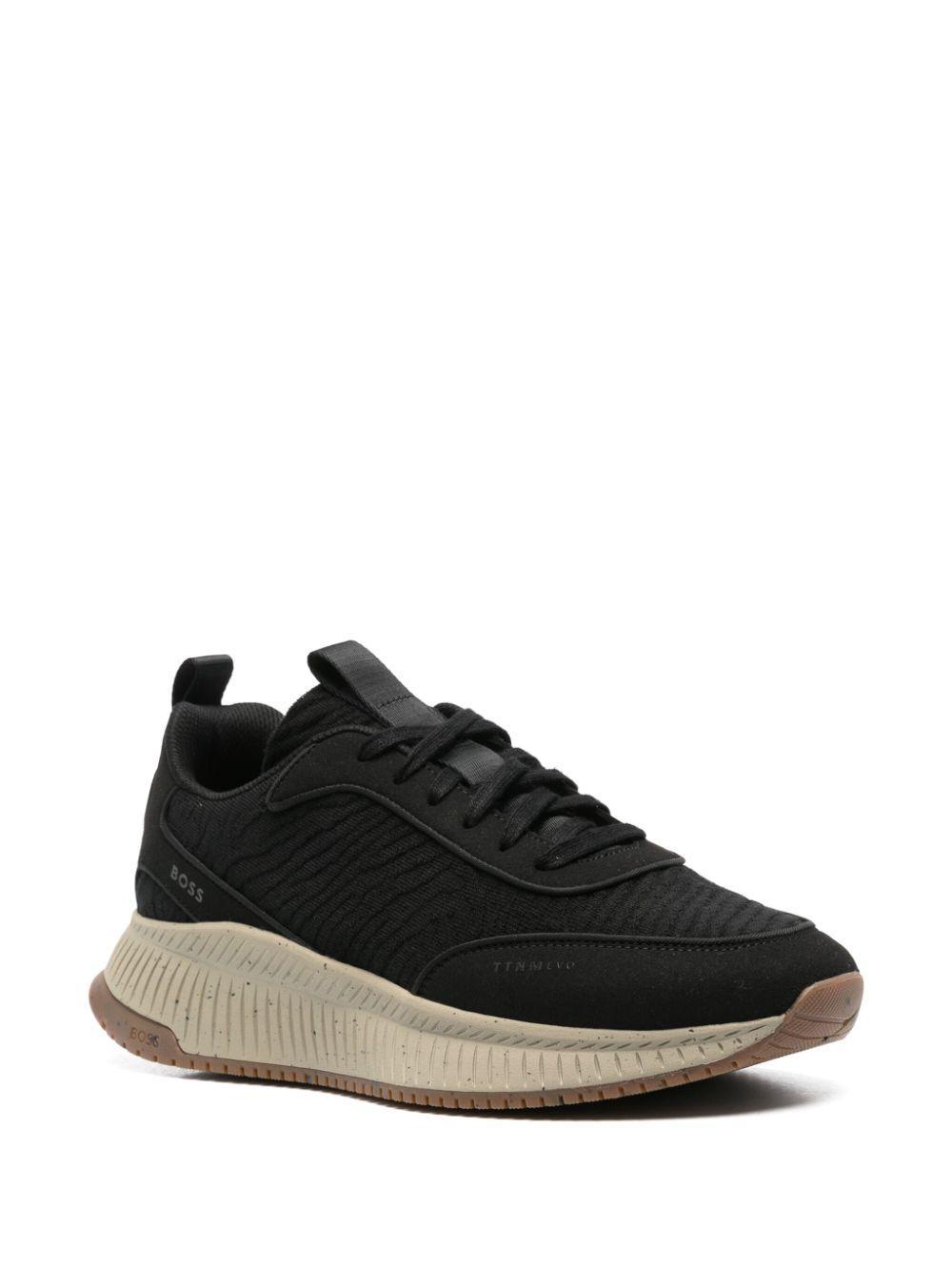 HUGO BOSS Mixed-material Trainers With Logo Details And Speckled Effect In Black Product Image