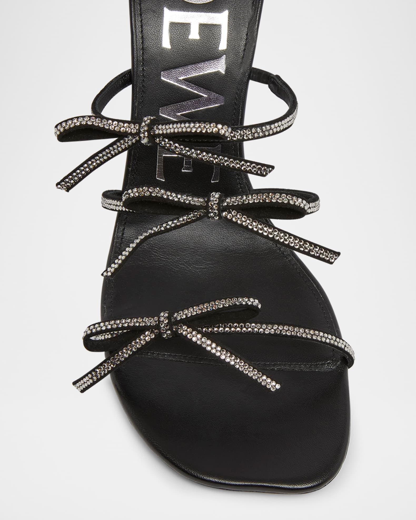 Petal Leather Crystal Bow Strappy Sandals Product Image