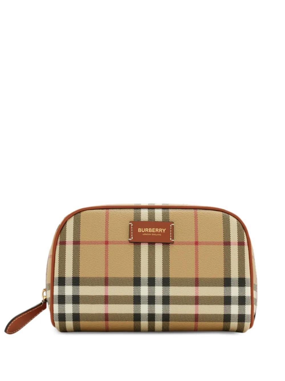 BURBERRY Small Check Travel Pouch In Cream Product Image