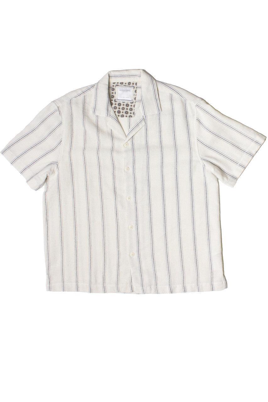 Black Striped Textured Woven Button Up Shirt Product Image