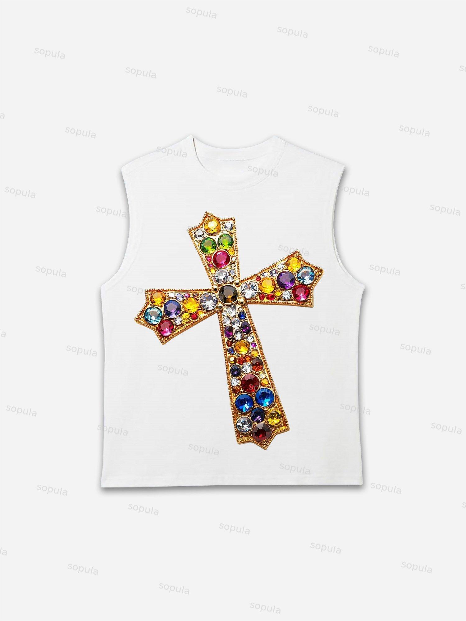 Diamond Cross Print Tank Top Product Image