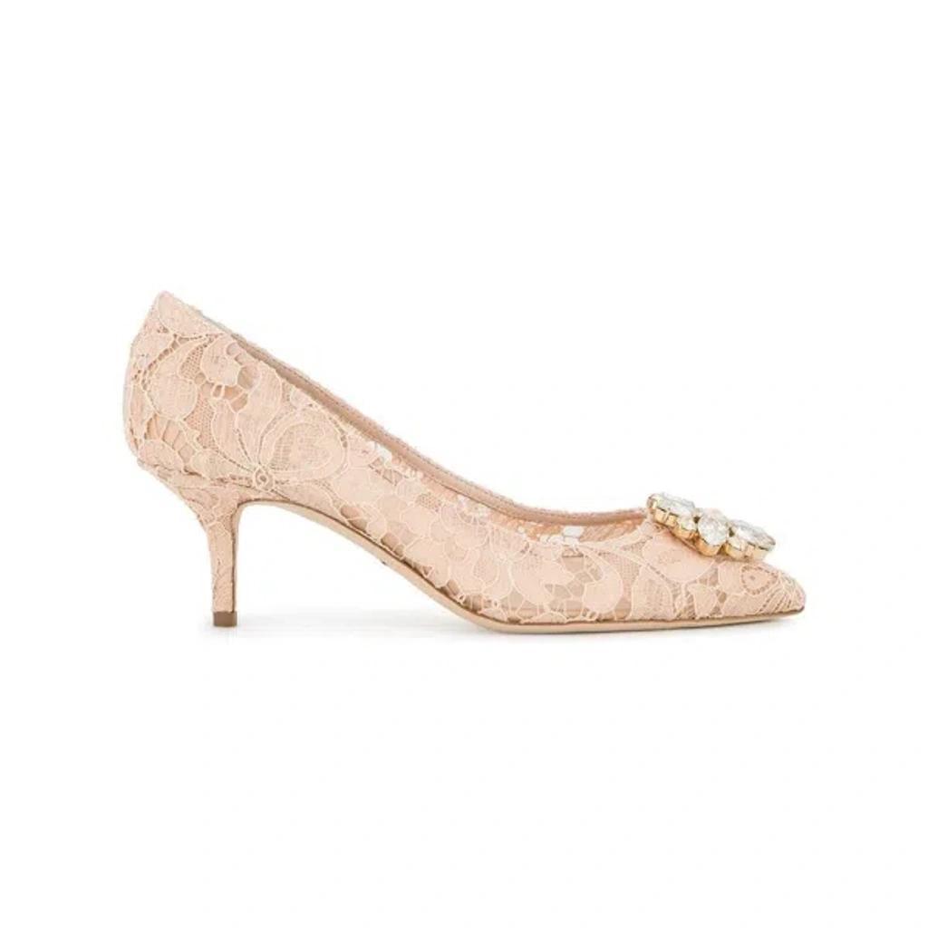 DOLCE & GABBANA Bellucci Apricot Lace Jewel Pumps In Multicolor Product Image