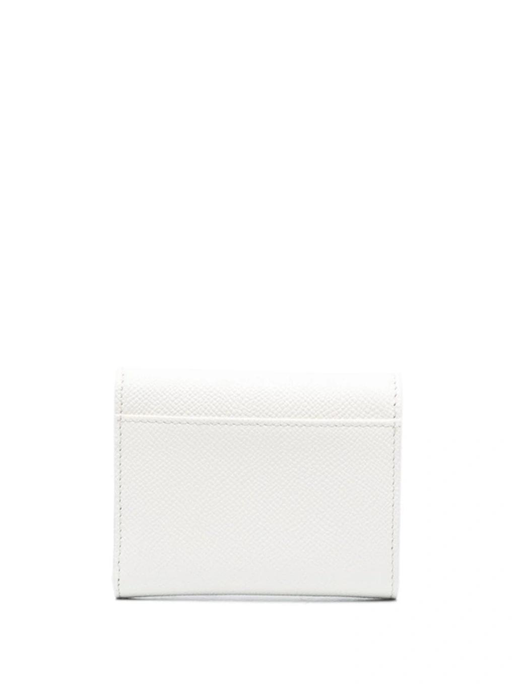 Tri-fold Leather Wallet In White Product Image