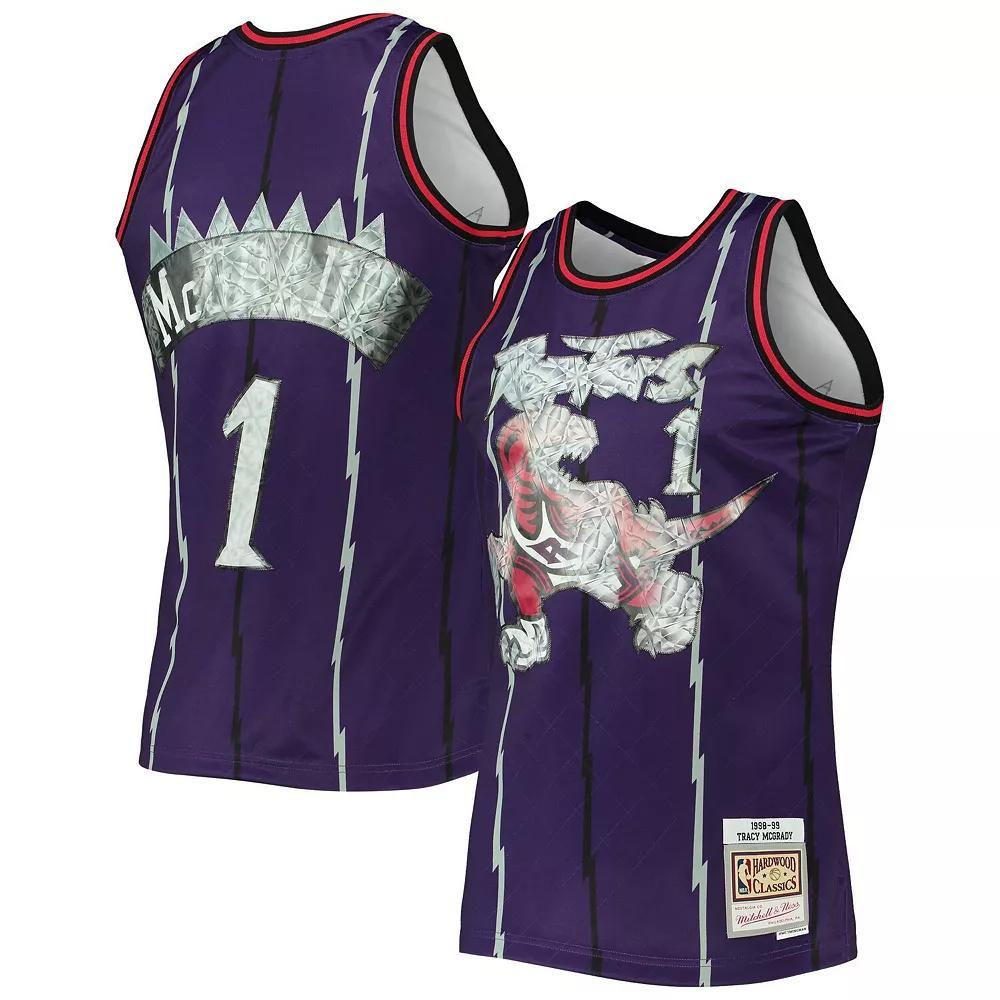 Men's Mitchell & Ness Tracy McGrady Purple Toronto Raptors 1998-99 Hardwood Classics 75th Anniversary Diamond Swingman Jersey, Size: Small, Rpt Purple Product Image