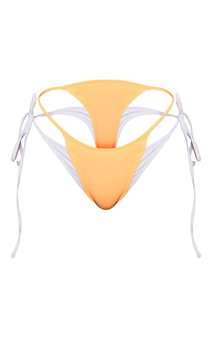 Orange Contrast Layered Tie Side Bikini Bottoms Product Image