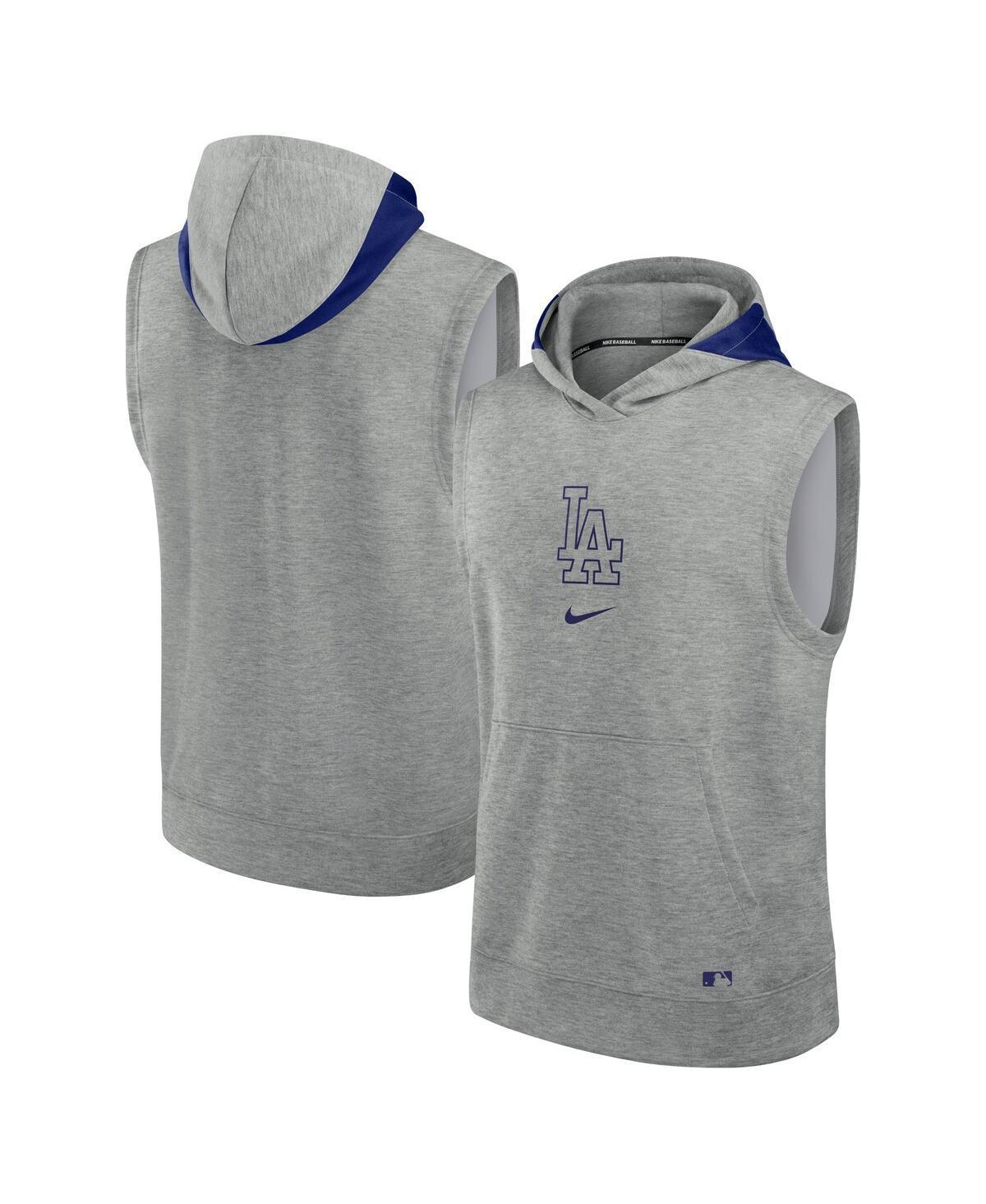 Nike Mens Heather Gray Los Angeles Dodgers Authentic Collection Early Work Performance Sleeveless Pullover Hoodie - Heather Gray Product Image