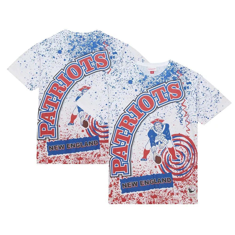 Men's Mitchell & Ness White New England Patriots Big & Tall Allover Print T-Shirt,  Product Image