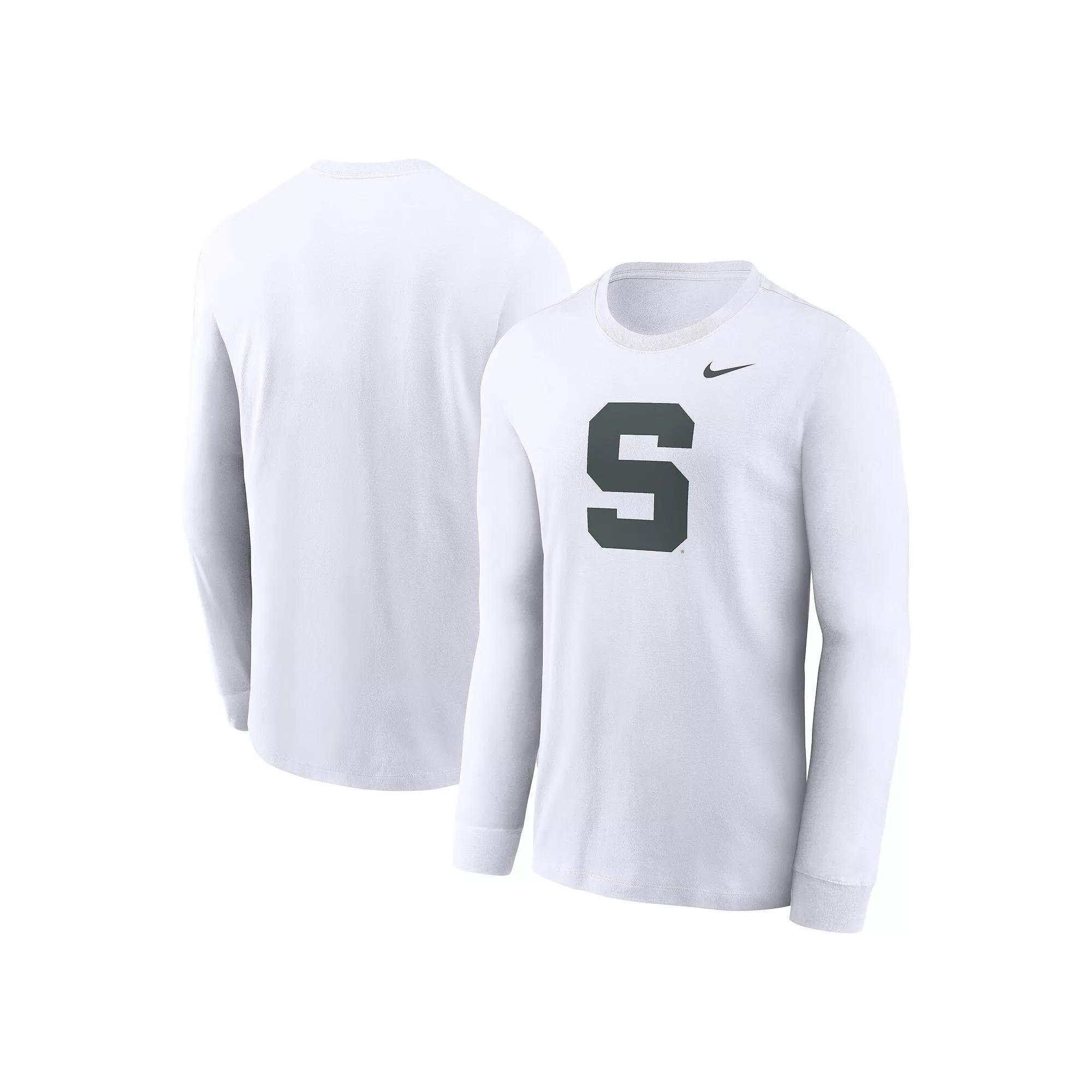 Men's Nike White Michigan State Spartans Alternate Logo Long Sleeve T-Shirt,  Product Image