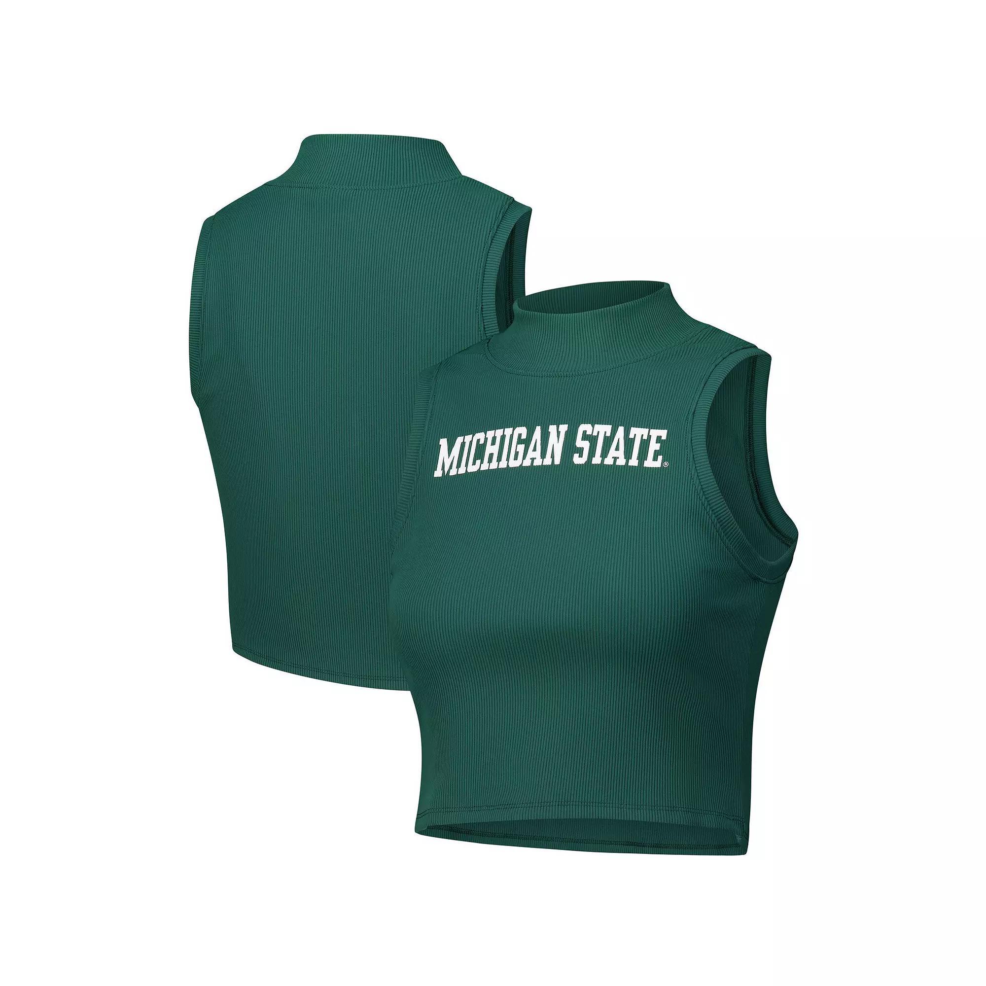 Women's ZooZatz Green Michigan State Spartans Cropped Tank Top, Size: Large Product Image