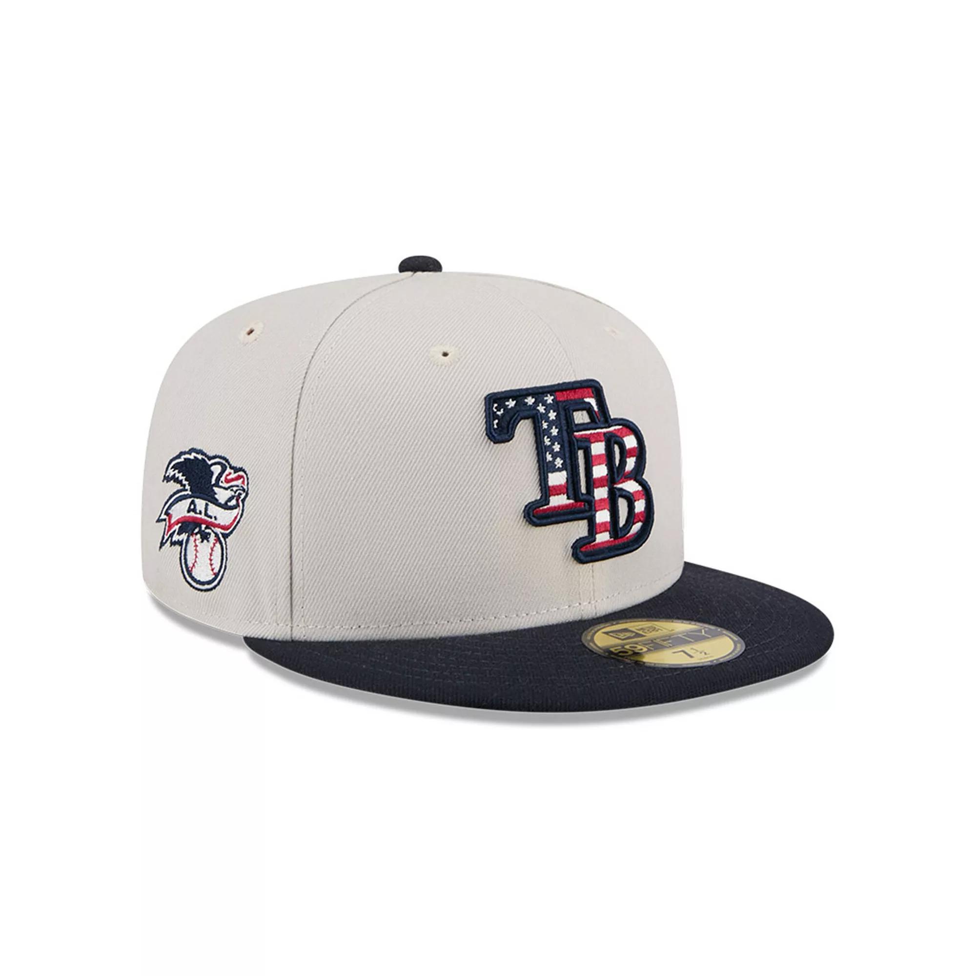 Men's New Era  Khaki/Black Tampa Bay Rays 2024 Fourth of July 59FIFTY Fitted Hat, Size: 7 7/8, Beig K Product Image