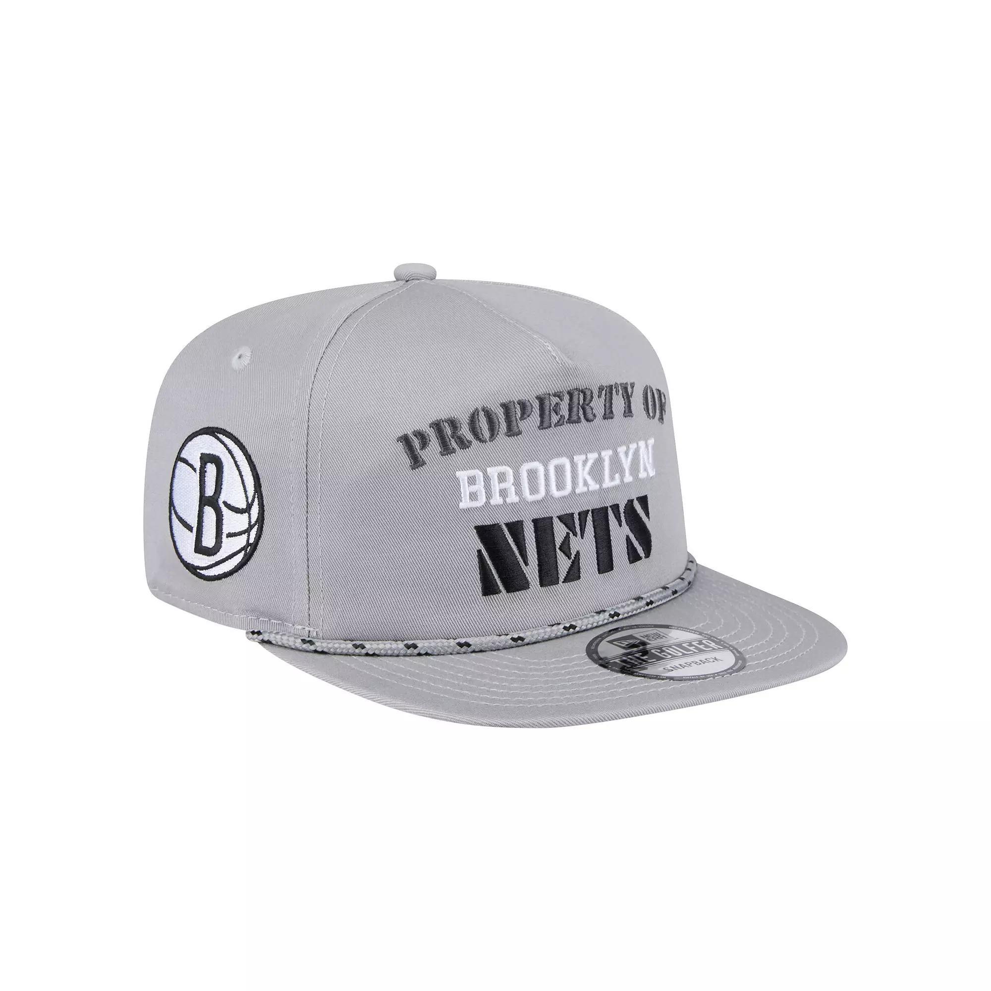 Men's New Era Gray Brooklyn Nets Throwback Property Of Golfer Snapback Hat, Grey Product Image