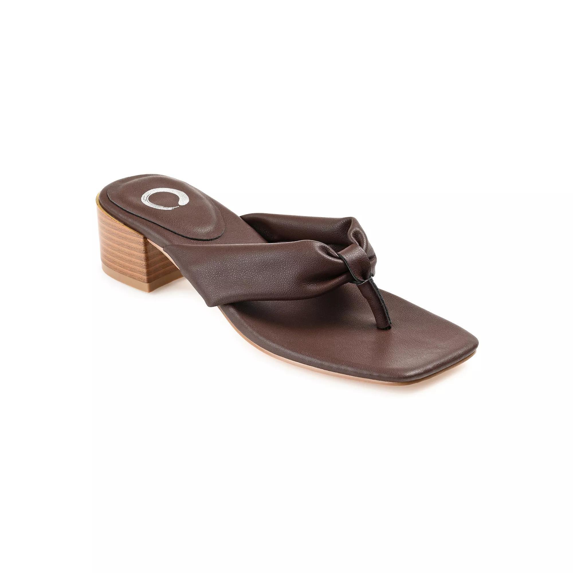 Journee Seelah Women's Heeled Thong Sandals, Size: 8.5, Brown Product Image