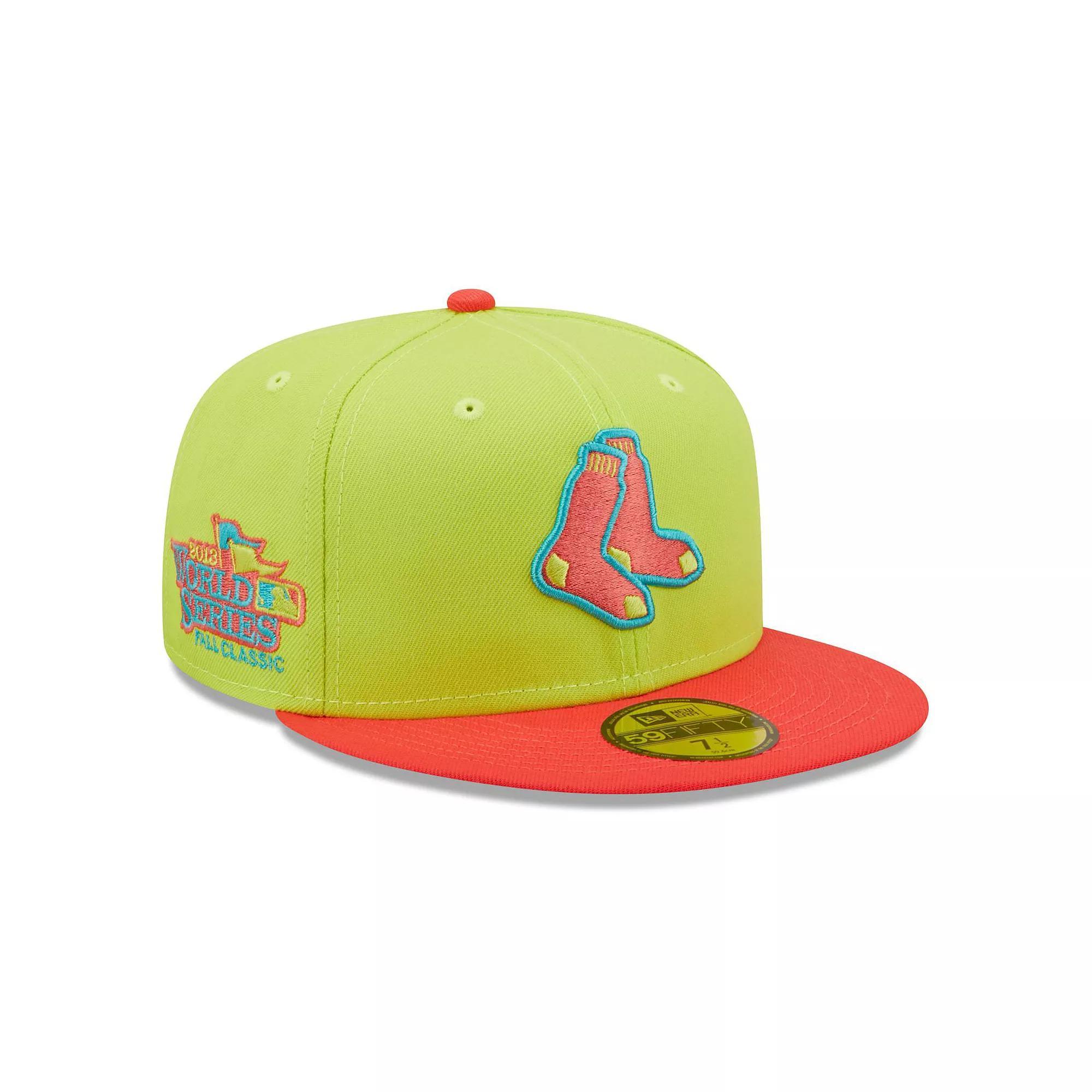Men's New Era Green/Red Boston Red Sox Cyber Highlighter 59FIFTY Fitted Hat, Size: 7 3/4 Product Image
