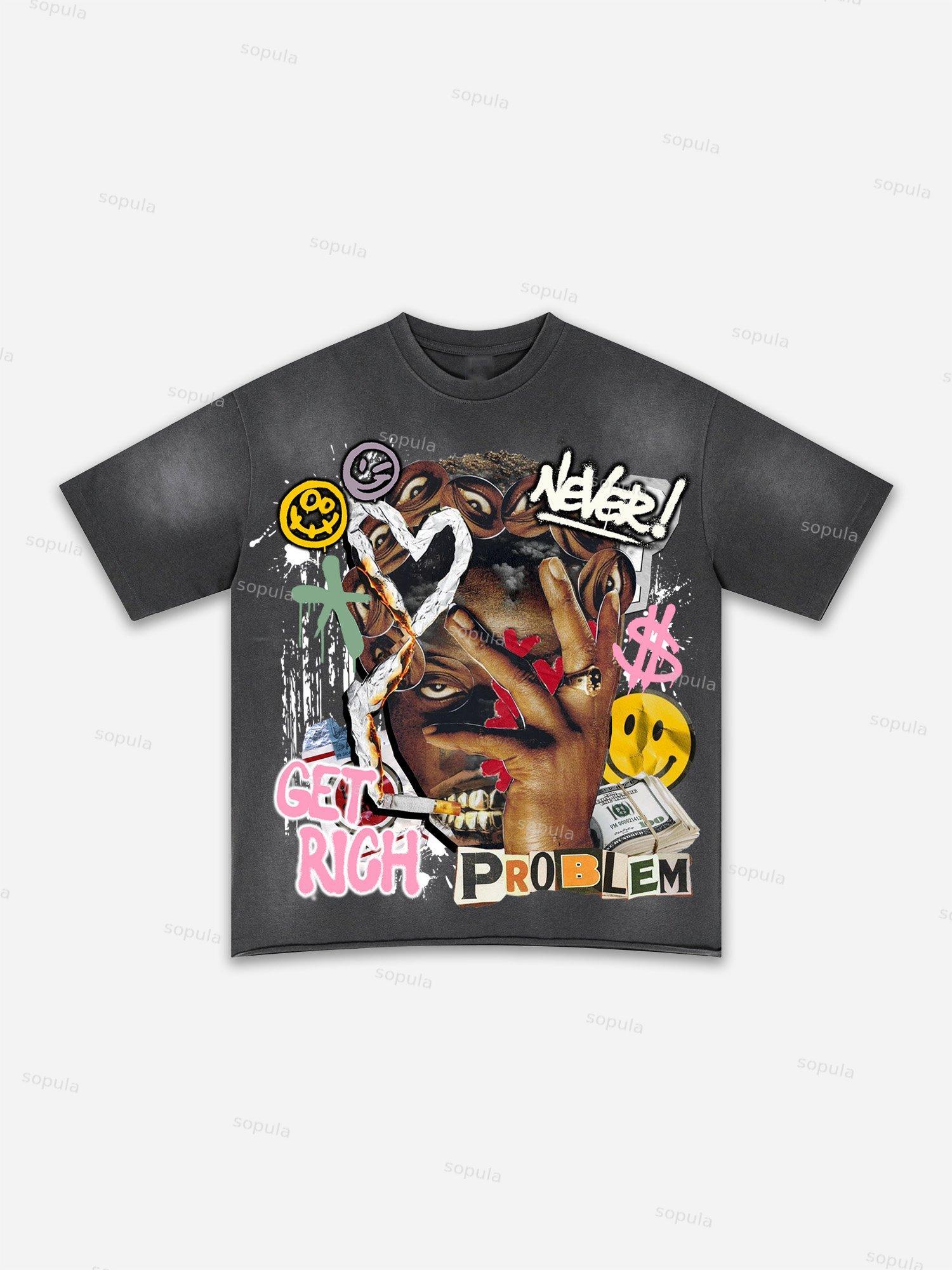 Street Goals Lip Braces Make Vintage Printed Graphic Washed T-shirt Product Image