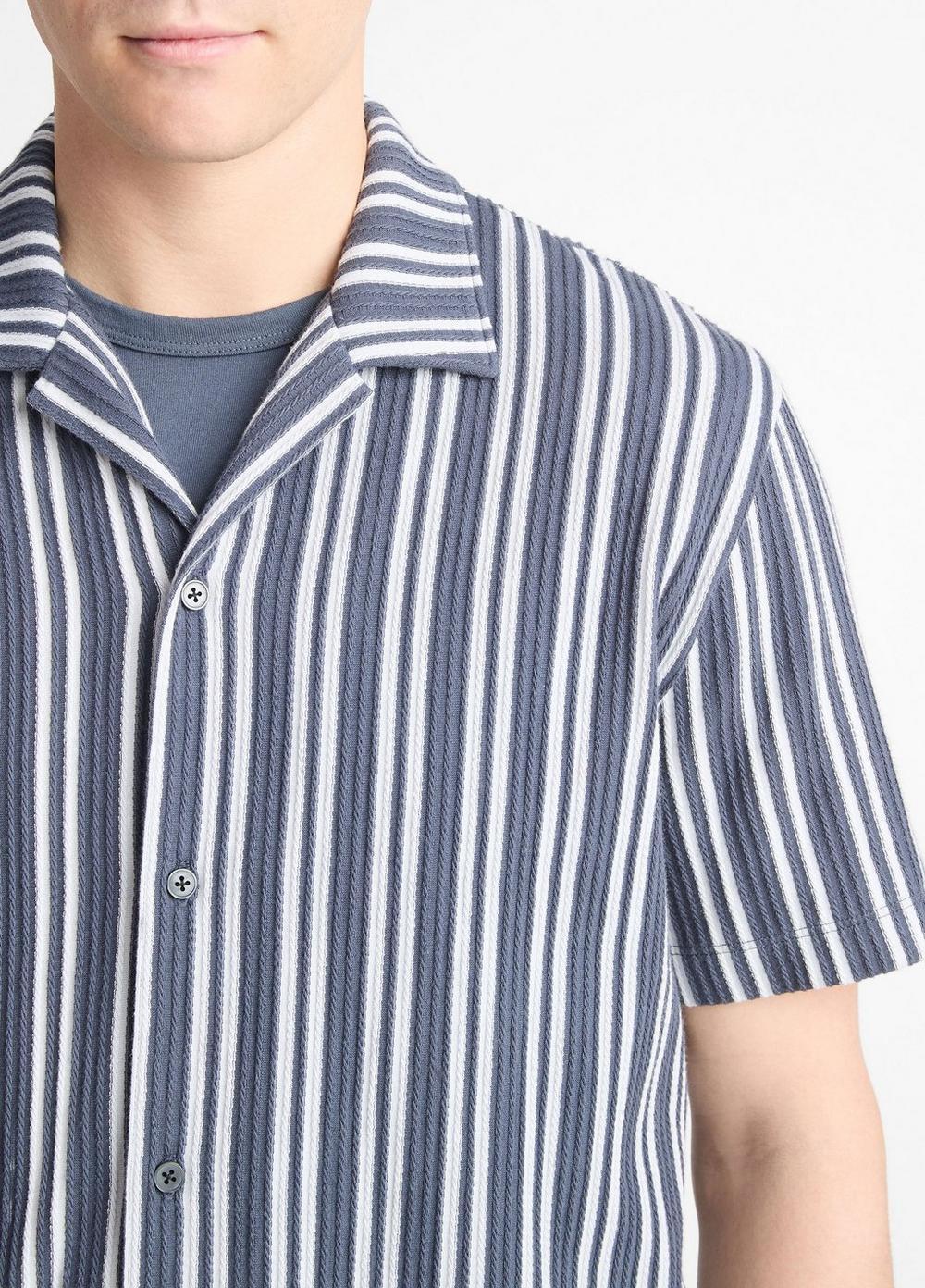 Mens Jacquard-Stripe Cotton-Blend Button-Front Shirt, Venice Blue/blue Cloud, Size XXL Vince Product Image