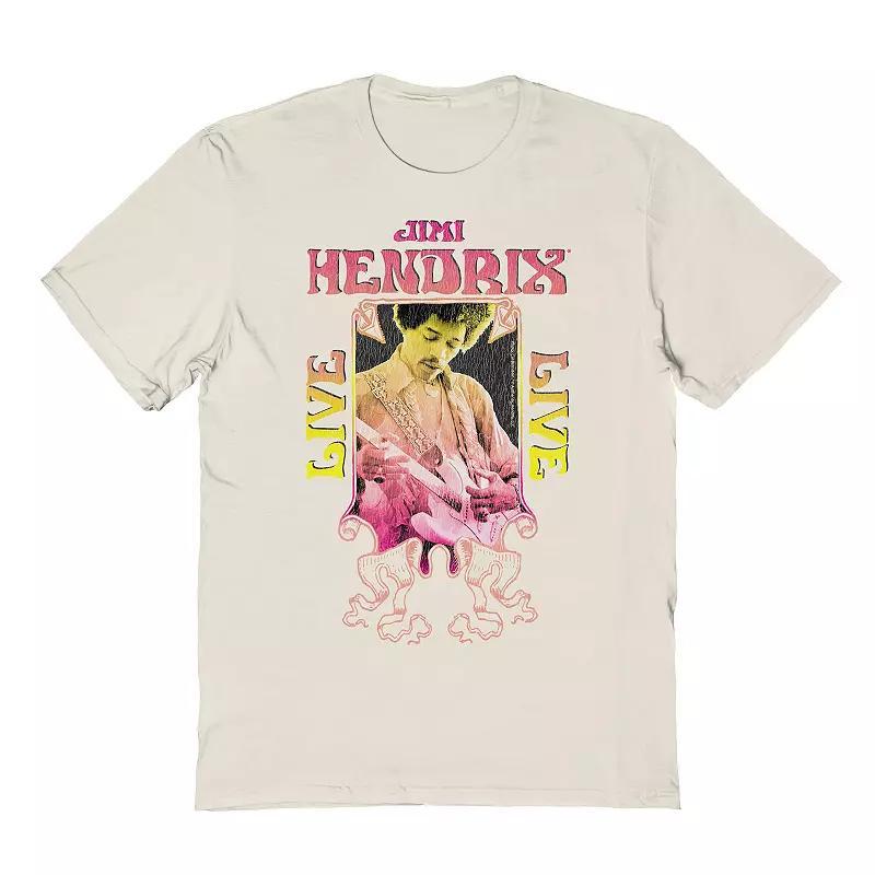 Men's Jimi Hendrix Gradient Graphic Tee, Size: Large, Natural Product Image