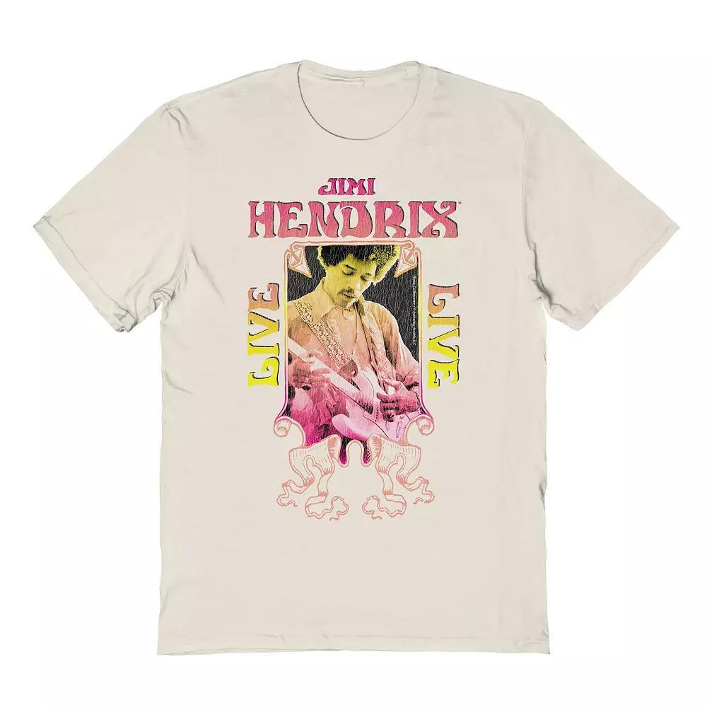 Men's Jimi Hendrix Gradient Graphic Tee, Size: Large, Natural Product Image