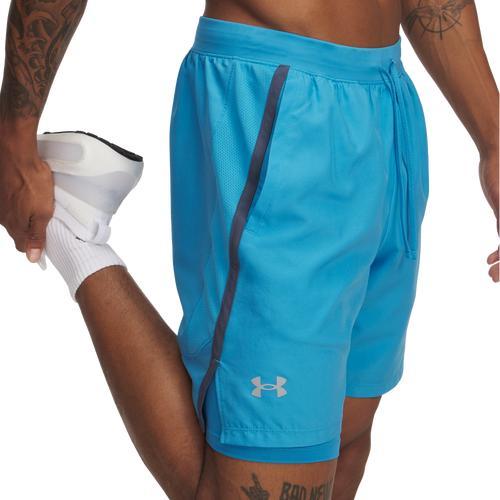 Under Armour Mens Under Armour Launch 7 2-IN-1 Shorts - Mens Black/Reflective/Black Product Image