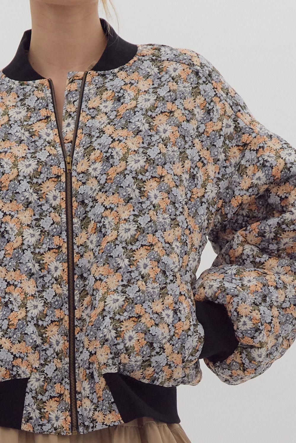 Look Out For You Floral Quilted Bomber Jacket Product Image