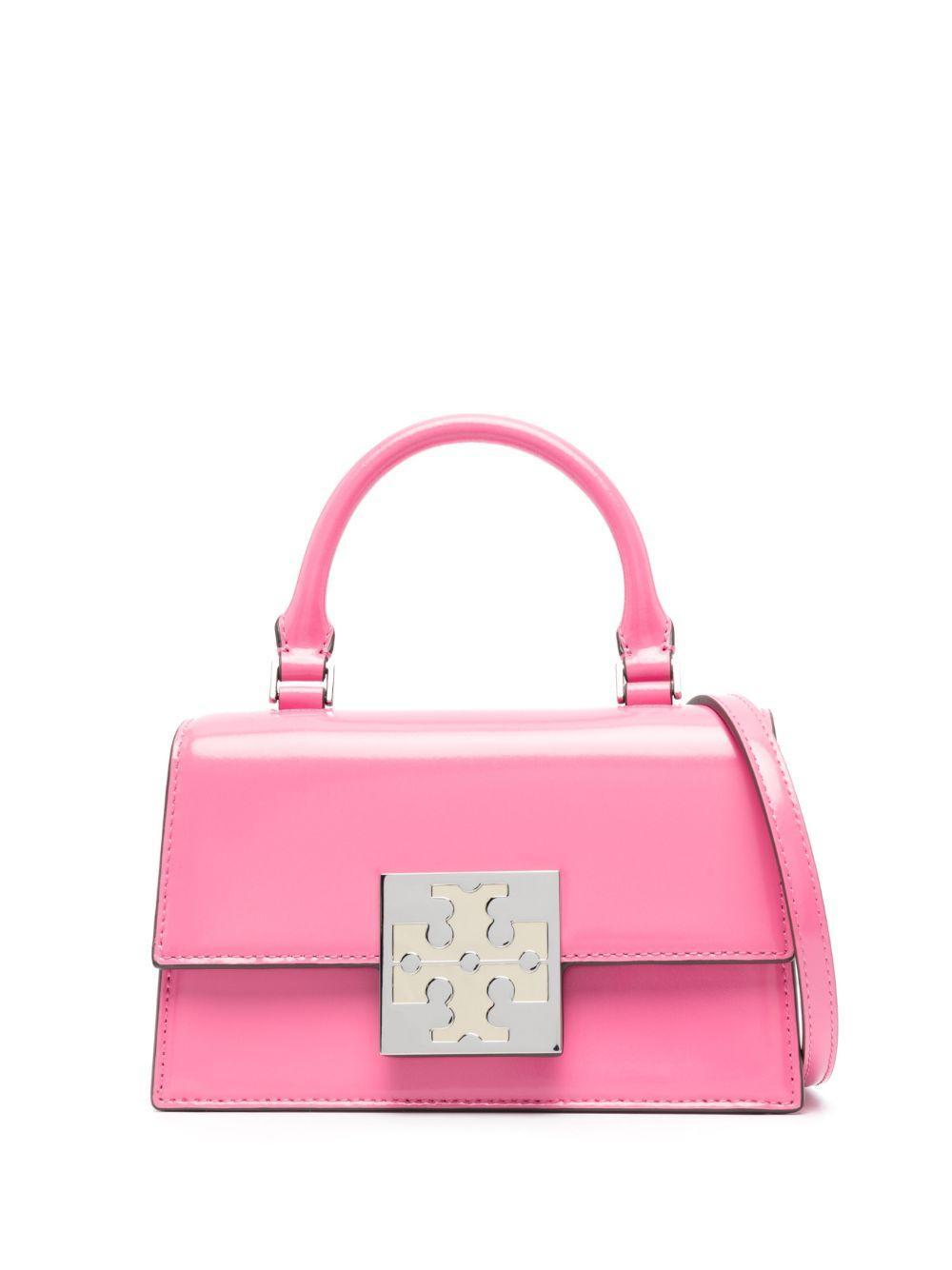 TORY BURCH Mini Trend Spazzolato Leather Top Handle Bag In Pink Product Image