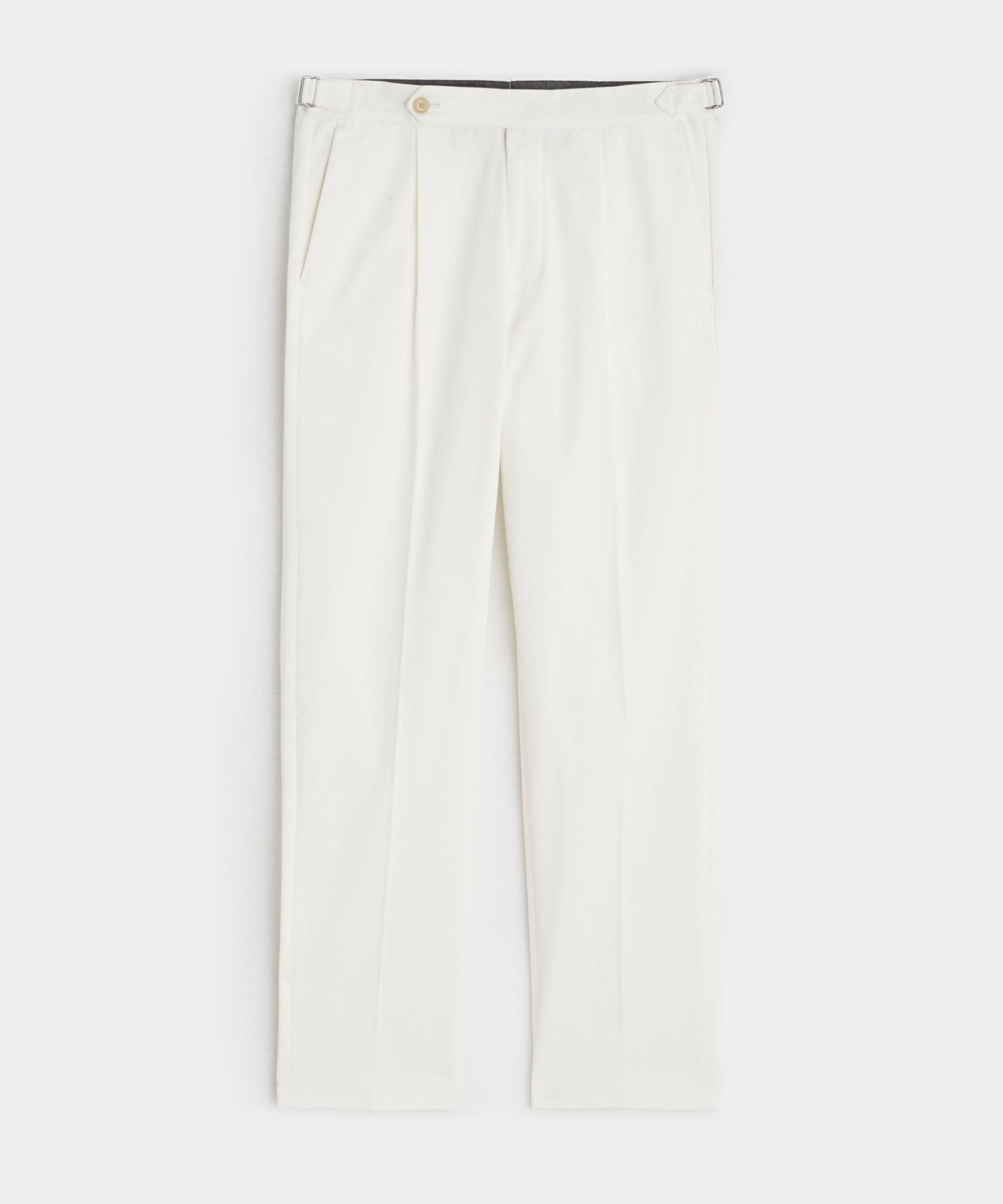 Lightweight Cotton Side Tab Trouser in White Product Image