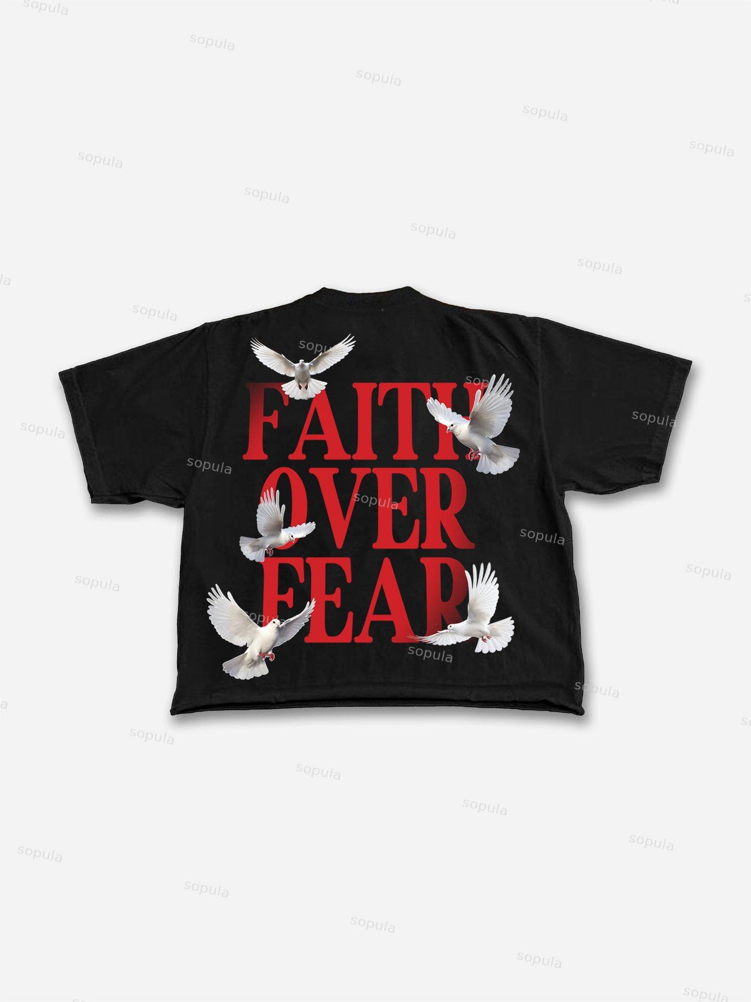 Faith Over Fear Print Cropped T-shirt Product Image