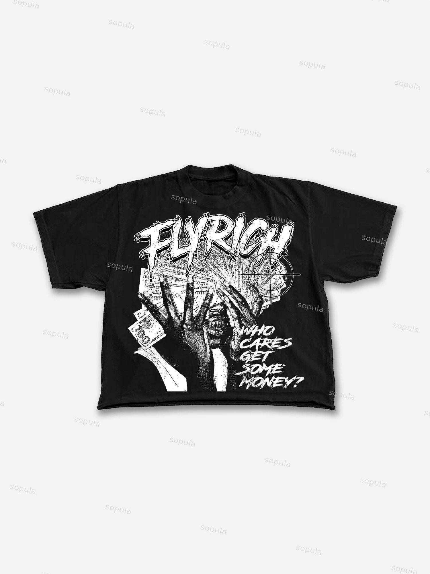 Fly Rich Get Some Money Print Cropped T-shirt Product Image